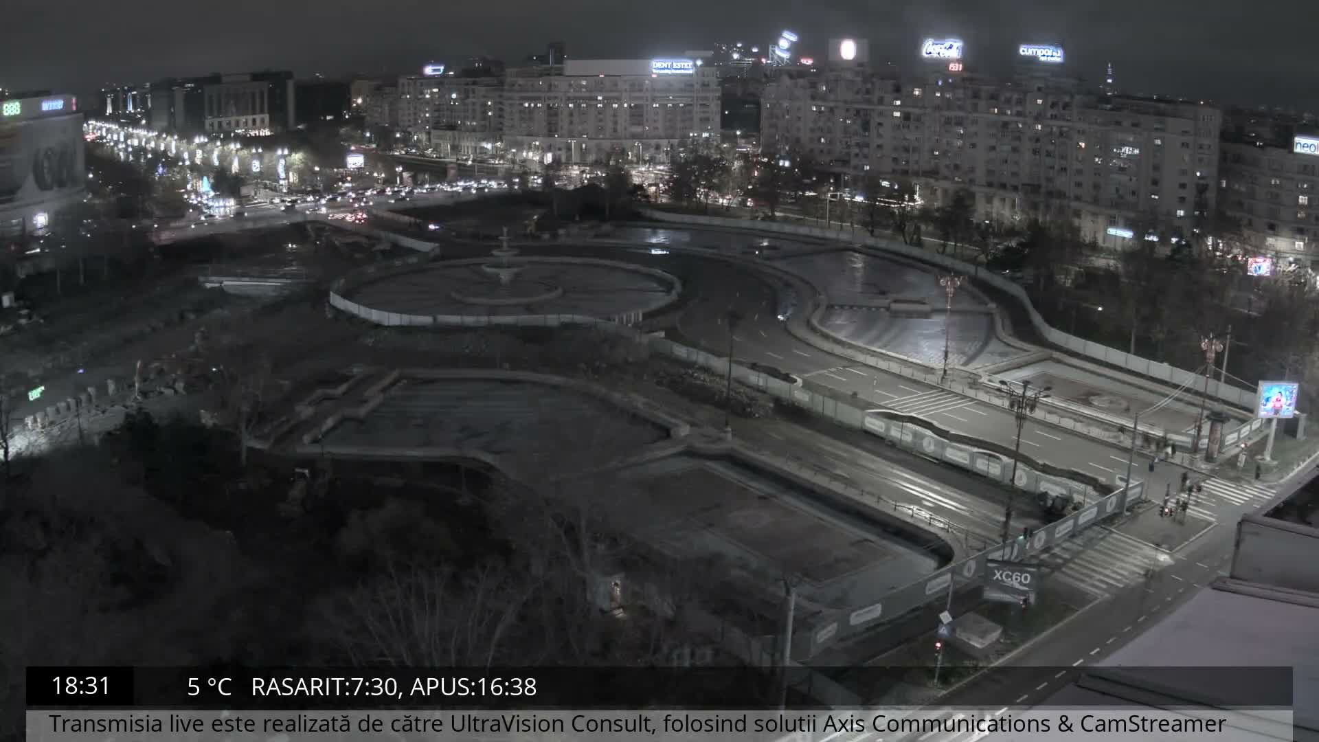 Bucharest from Piata Unirii Union Square Skyline Live Cam - Unirii, Sector 3, Bucharest, Romania