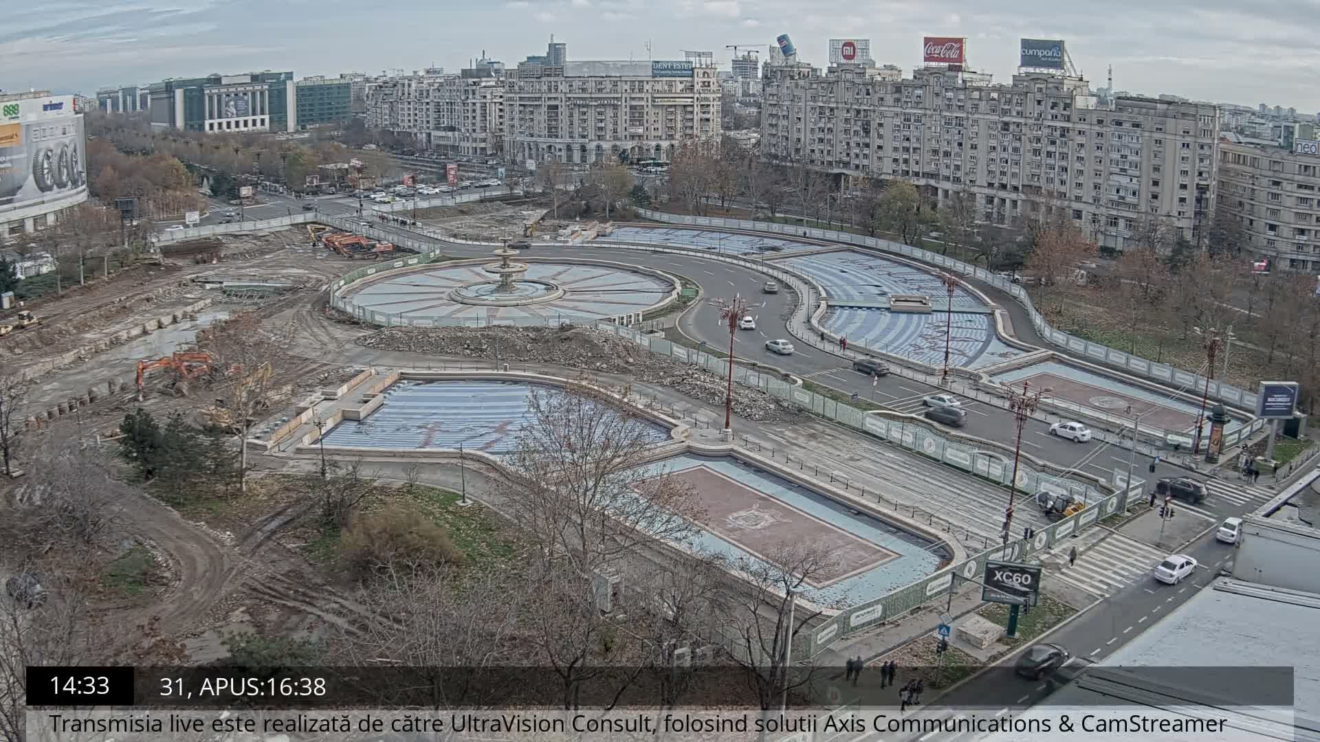 Bucharest from Piata Unirii Union Square Skyline Live Cam - Unirii, Sector 3, Bucharest, Romania