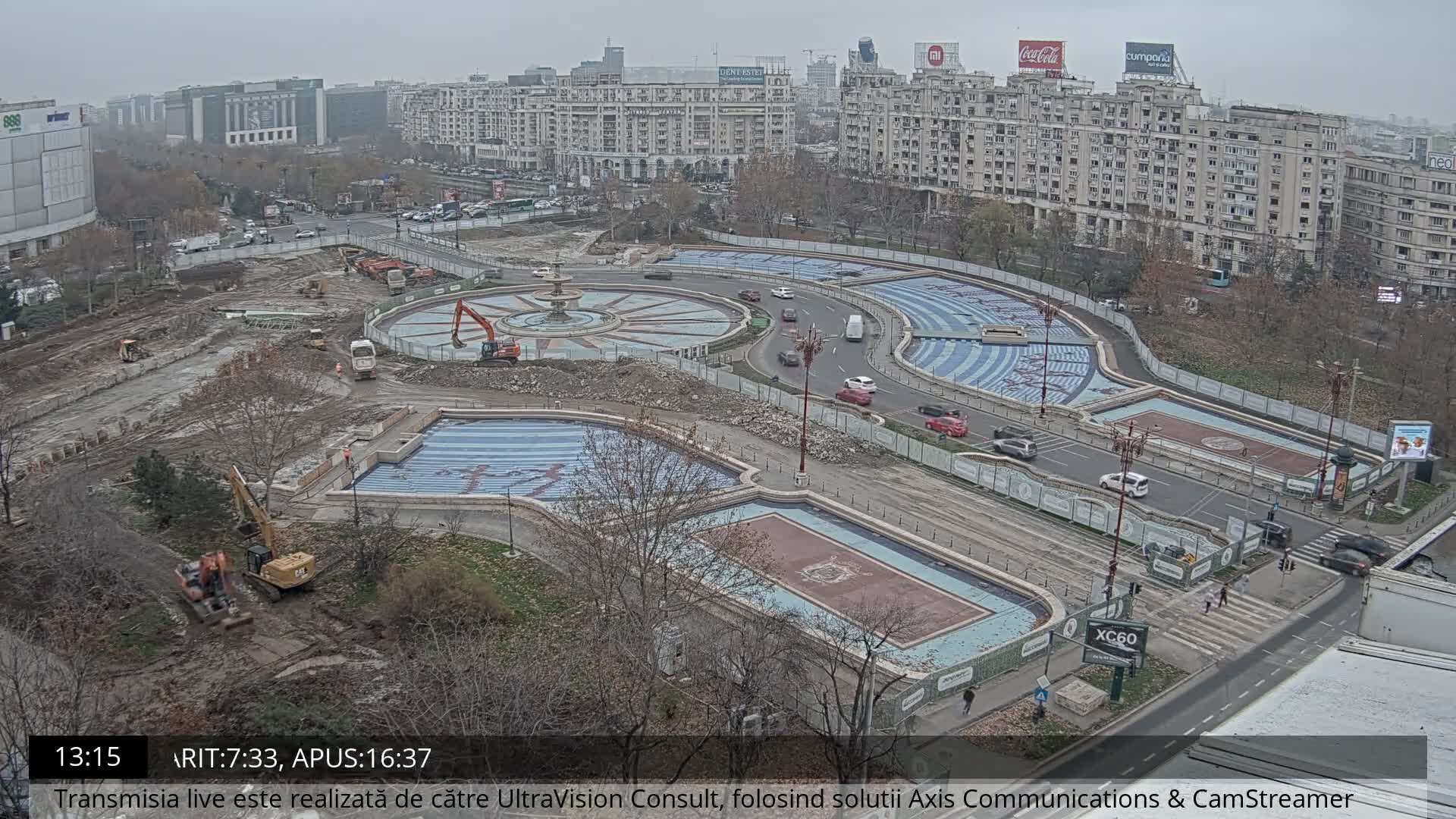 Bucharest from Piata Unirii Union Square Skyline Live Cam - Unirii, Sector 3, Bucharest, Romania