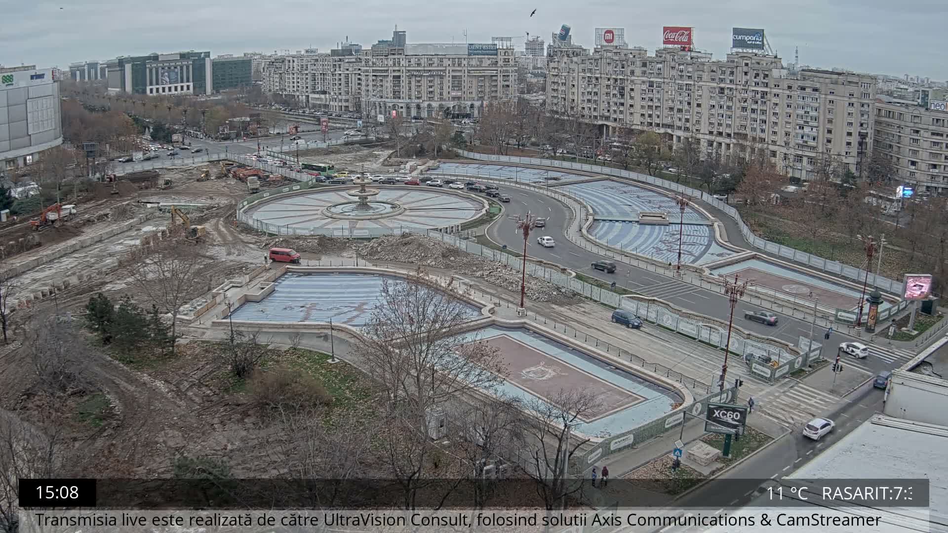 Bucharest from Piata Unirii Union Square Skyline Live Cam - Unirii, Sector 3, Bucharest, Romania