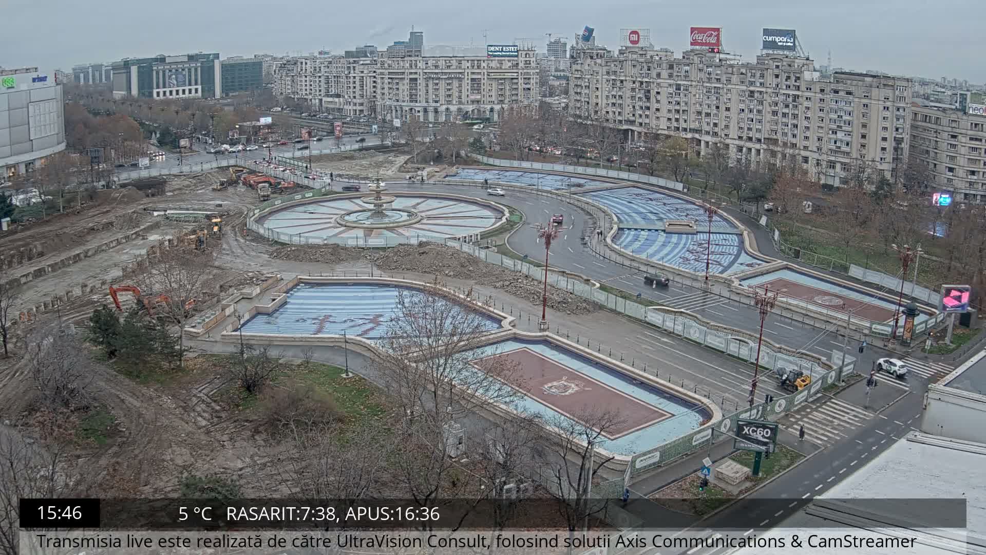 Bucharest from Piata Unirii Union Square Skyline Live Cam - Unirii, Sector 3, Bucharest, Romania