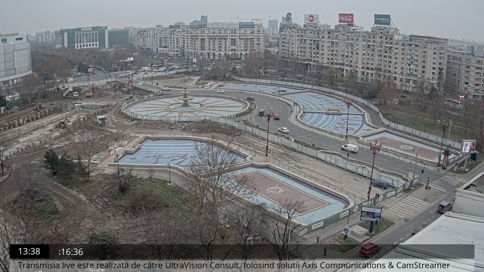 Bucharest from Piata Unirii Union Square Skyline Live Cam - Unirii, Sector 3, Bucharest, Romania
