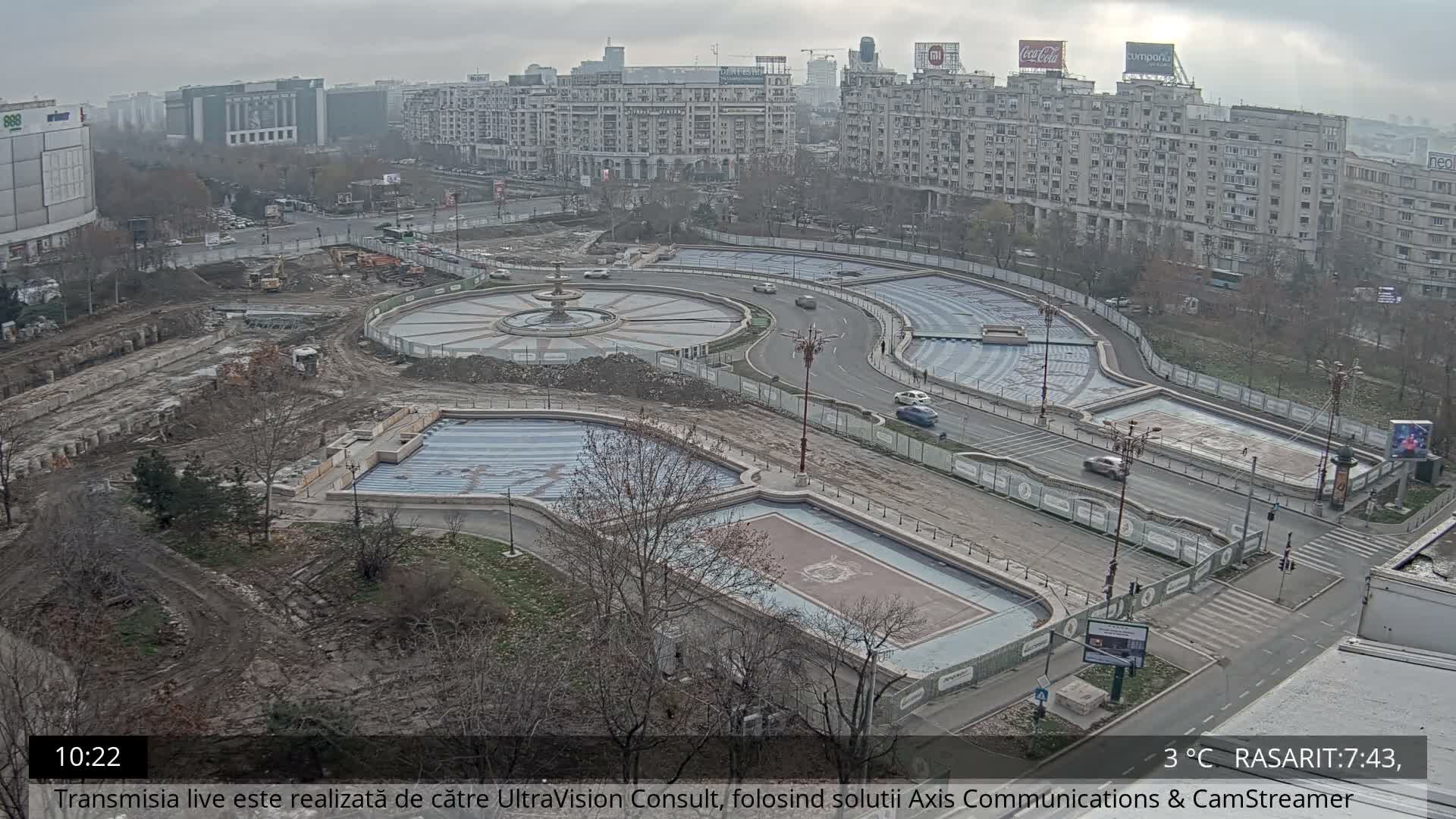 Bucharest from Piata Unirii Union Square Skyline Live Cam - Unirii, Sector 3, Bucharest, Romania