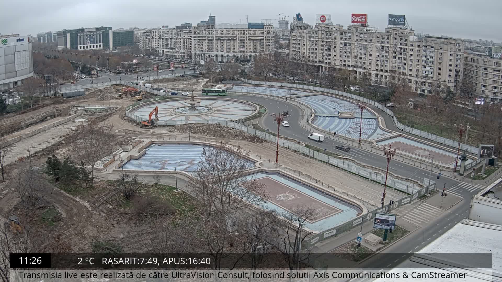 Bucharest from Piata Unirii Union Square Skyline Live Cam - Unirii, Sector 3, Bucharest, Romania