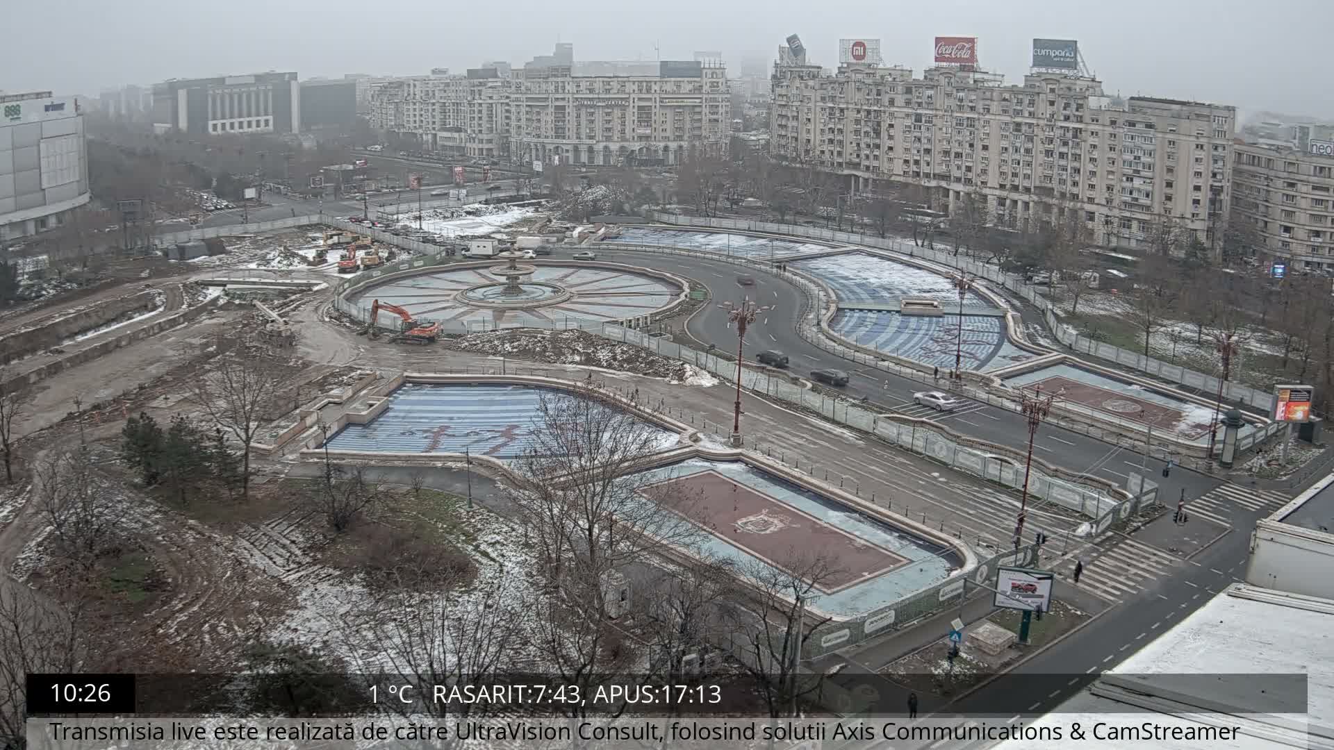 Bucharest from Piata Unirii Union Square Skyline Live Cam - Unirii, Sector 3, Bucharest, Romania