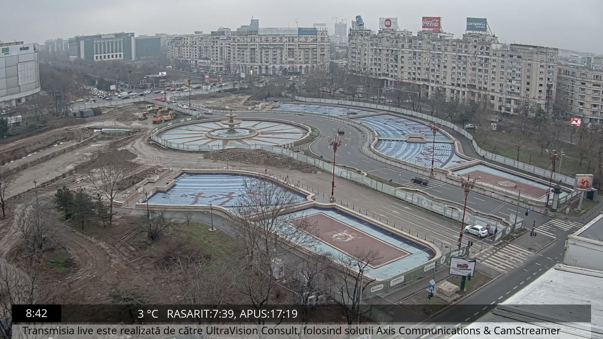 Bucharest from Piata Unirii Union Square Skyline Live Cam - Unirii, Sector 3, Bucharest, Romania