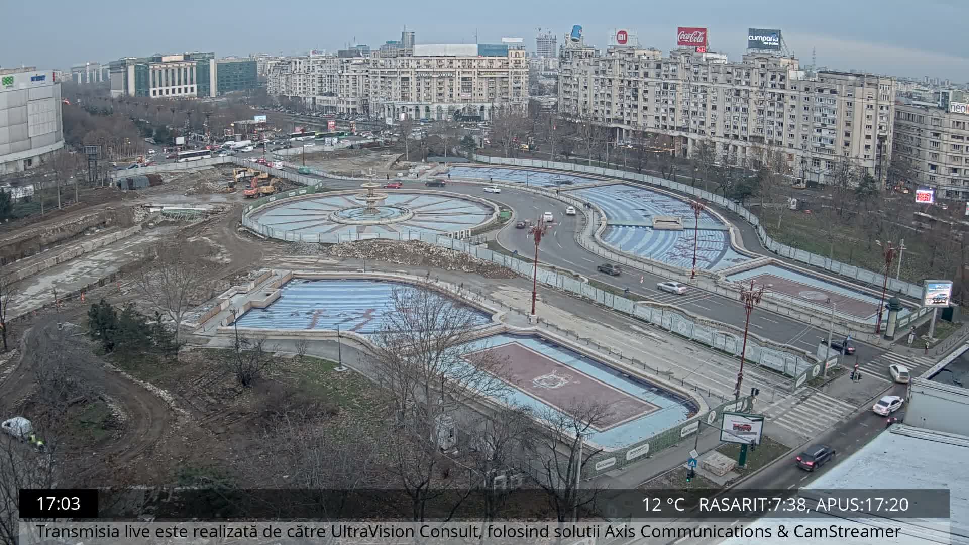 Bucharest from Piata Unirii Union Square Skyline Live Cam - Unirii, Sector 3, Bucharest, Romania