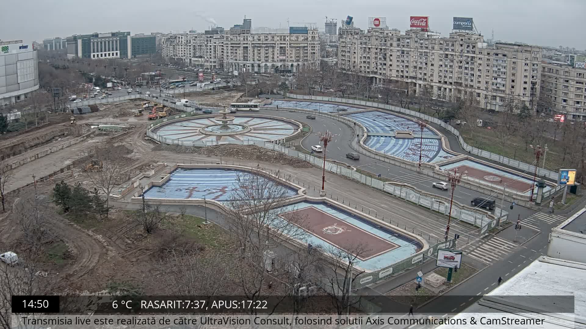Bucharest from Piata Unirii Union Square Skyline Live Cam - Unirii, Sector 3, Bucharest, Romania