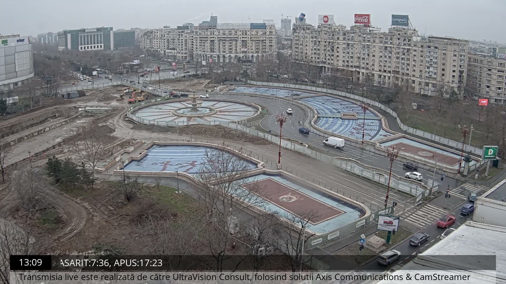 Bucharest from Piata Unirii Union Square Skyline Live Cam - Unirii, Sector 3, Bucharest, Romania