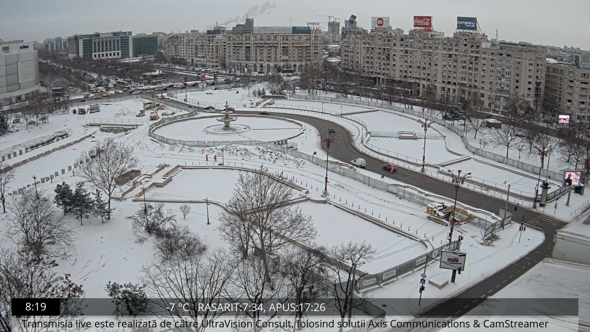 Bucharest from Piata Unirii Union Square Skyline Live Cam - Unirii, Sector 3, Bucharest, Romania