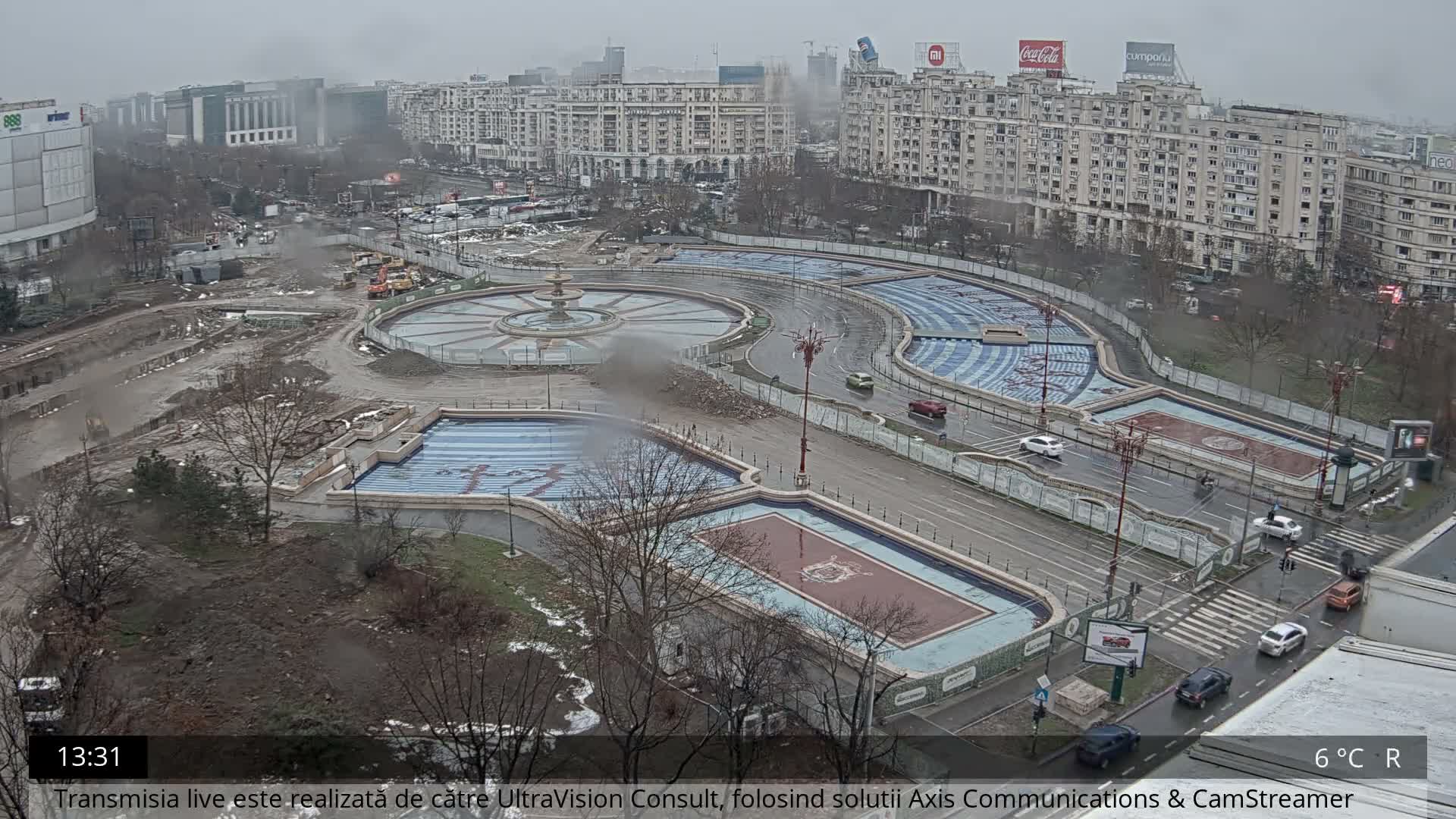 Bucharest from Piata Unirii Union Square Skyline Live Cam - Unirii, Sector 3, Bucharest, Romania