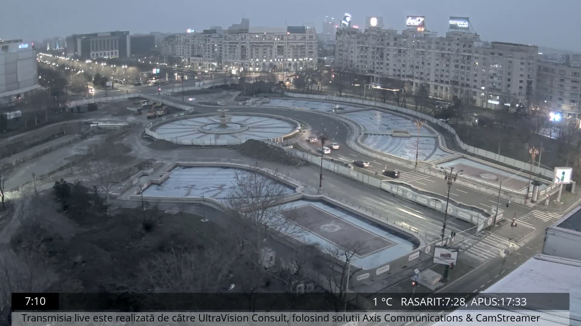 Bucharest from Piata Unirii Union Square Skyline Live Cam - Unirii, Sector 3, Bucharest, Romania