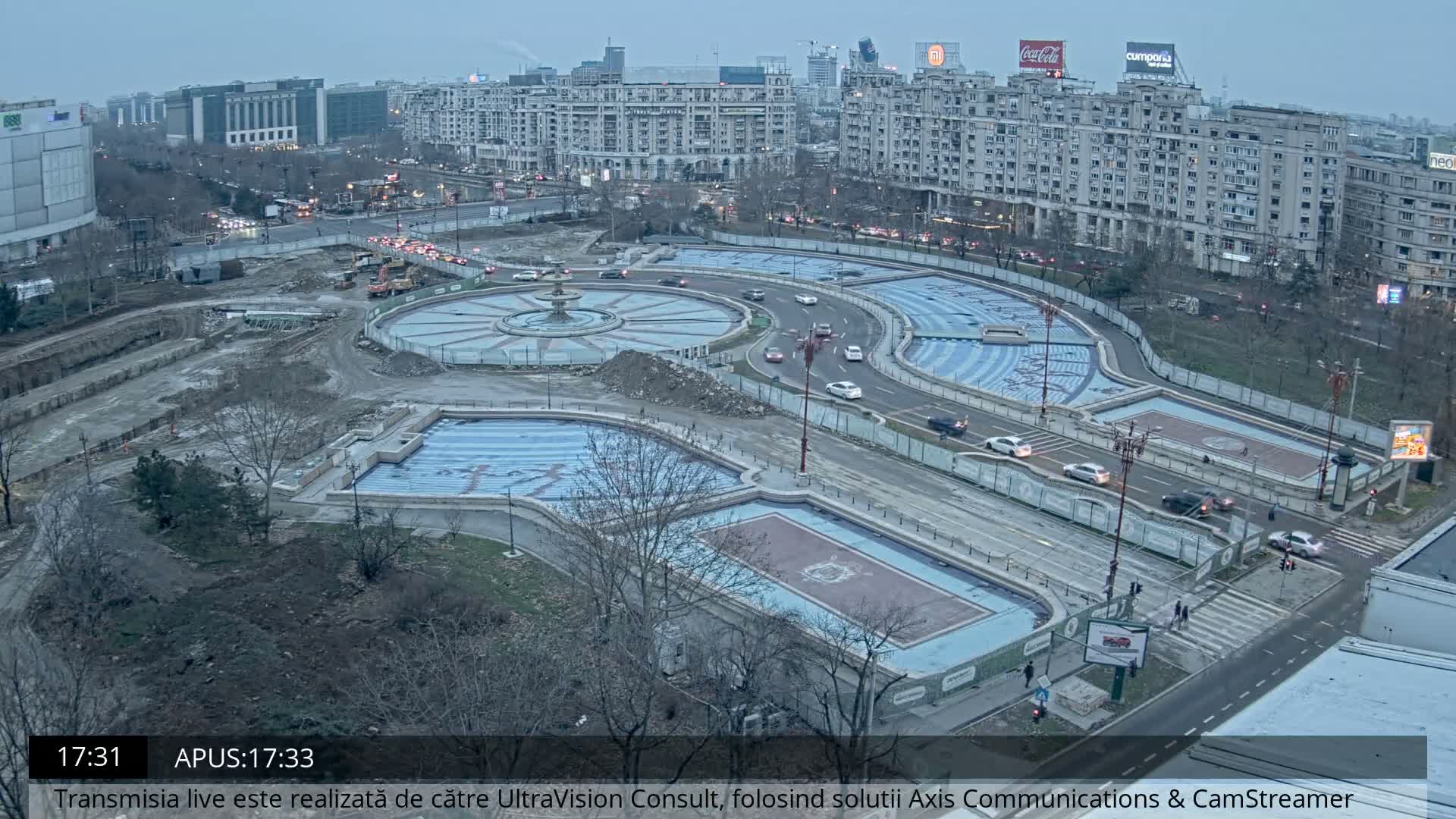 Bucharest from Piata Unirii Union Square Skyline Live Cam - Unirii, Sector 3, Bucharest, Romania