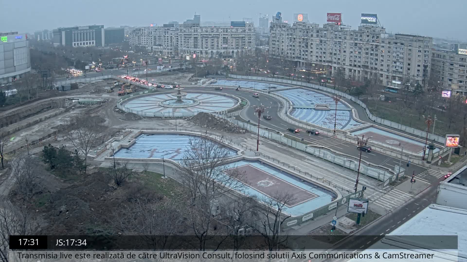 Bucharest from Piata Unirii Union Square Skyline Live Cam - Unirii, Sector 3, Bucharest, Romania