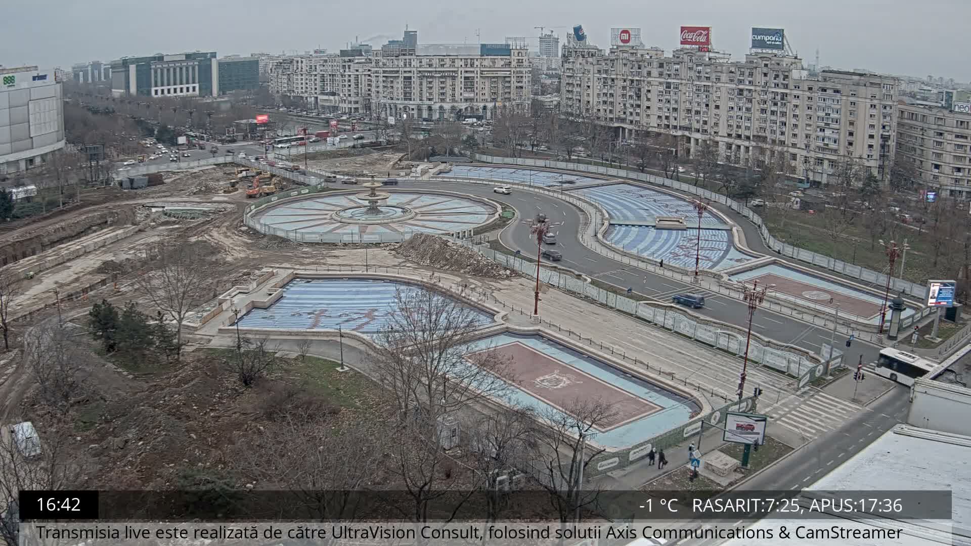 Bucharest from Piata Unirii Union Square Skyline Live Cam - Unirii, Sector 3, Bucharest, Romania