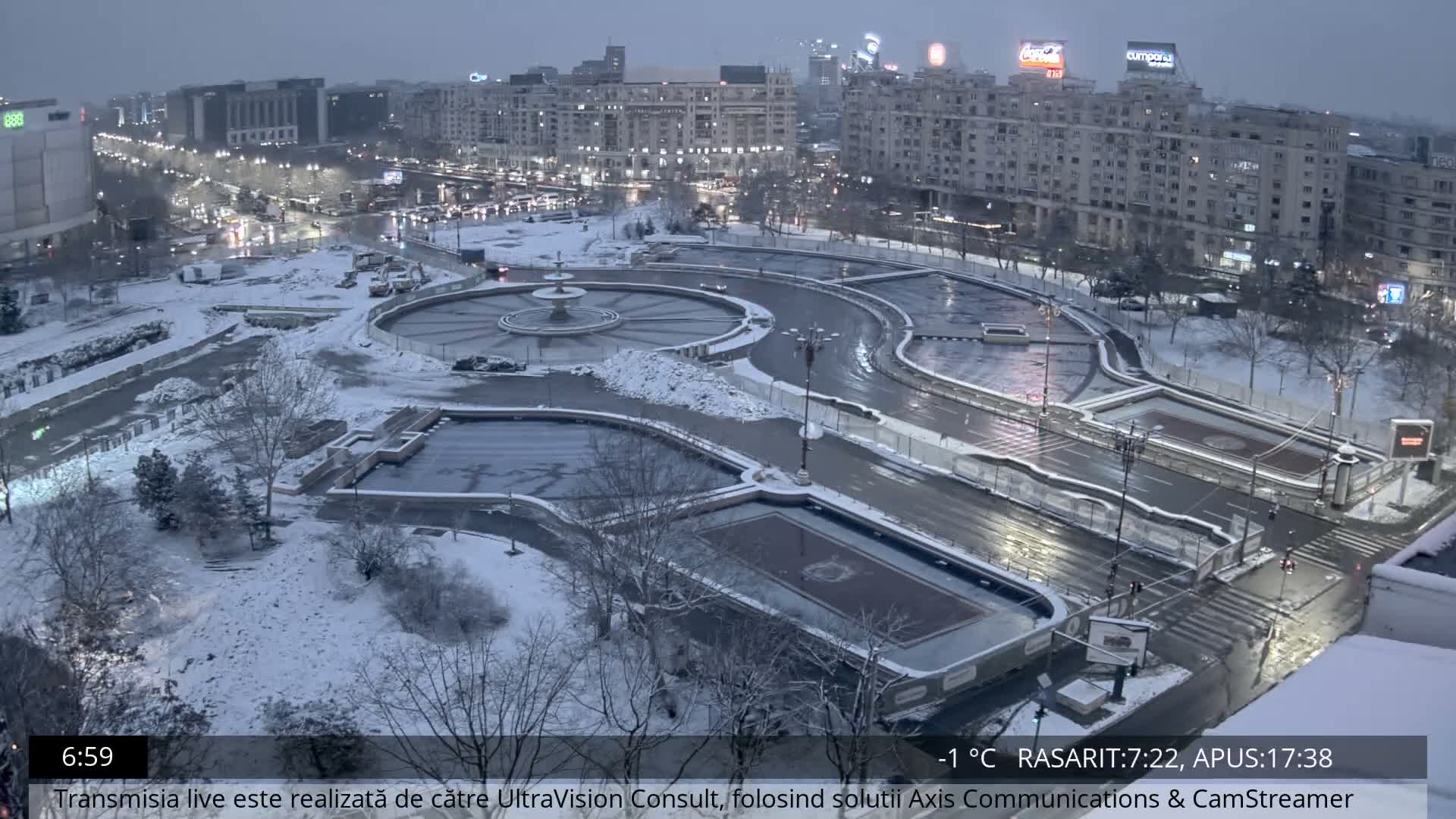 Bucharest from Piata Unirii Union Square Skyline Live Cam - Unirii, Sector 3, Bucharest, Romania