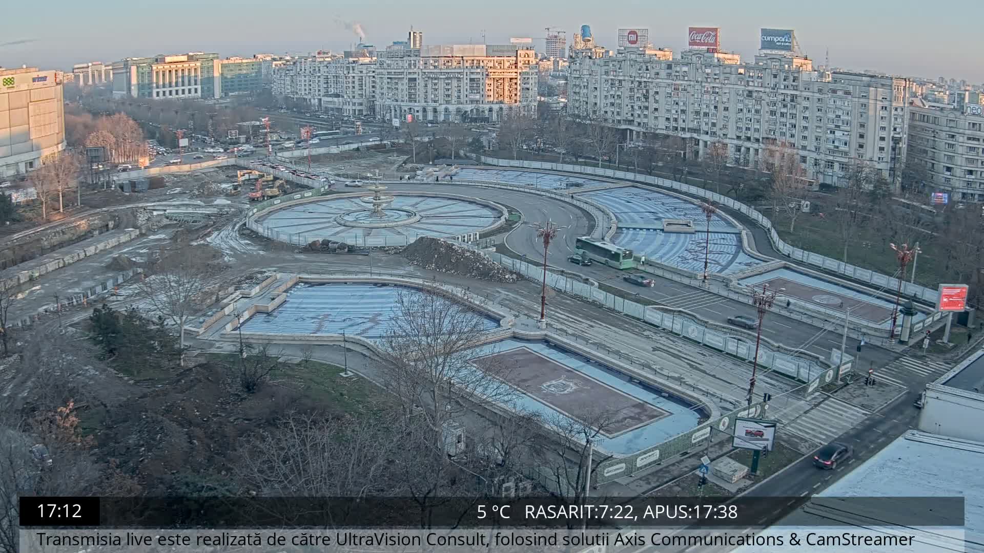 Bucharest from Piata Unirii Union Square Skyline Live Cam - Unirii, Sector 3, Bucharest, Romania