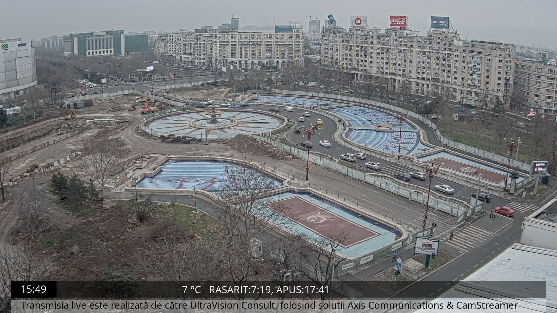 Bucharest from Piata Unirii Union Square Skyline Live Cam - Unirii, Sector 3, Bucharest, Romania
