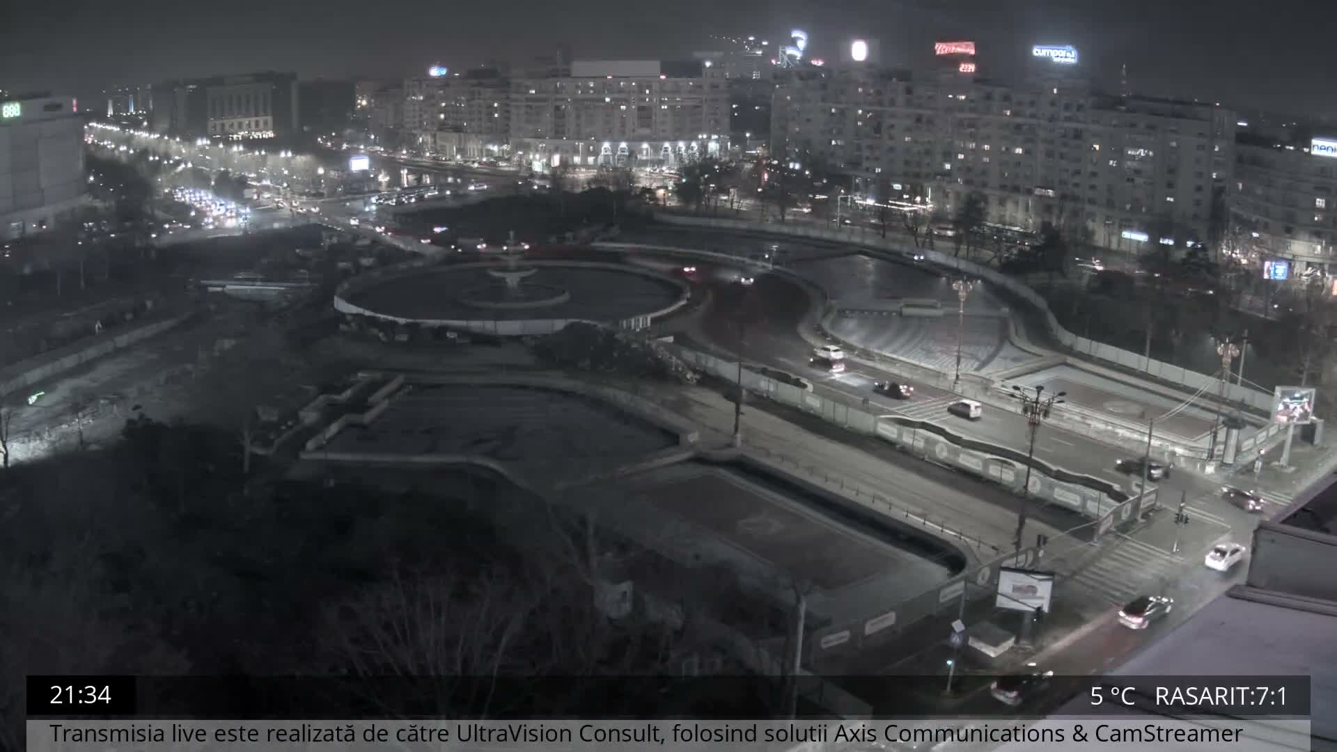 Bucharest from Piata Unirii Union Square Skyline Live Cam - Unirii, Sector 3, Bucharest, Romania