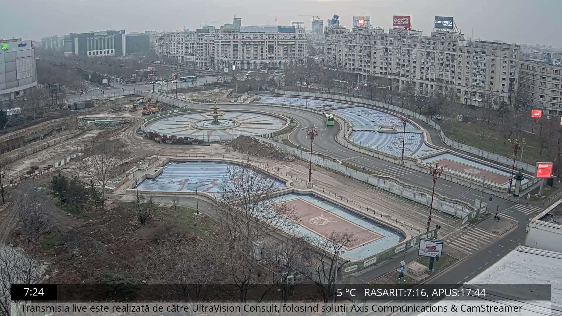 Bucharest from Piata Unirii Union Square Skyline Live Cam - Unirii, Sector 3, Bucharest, Romania