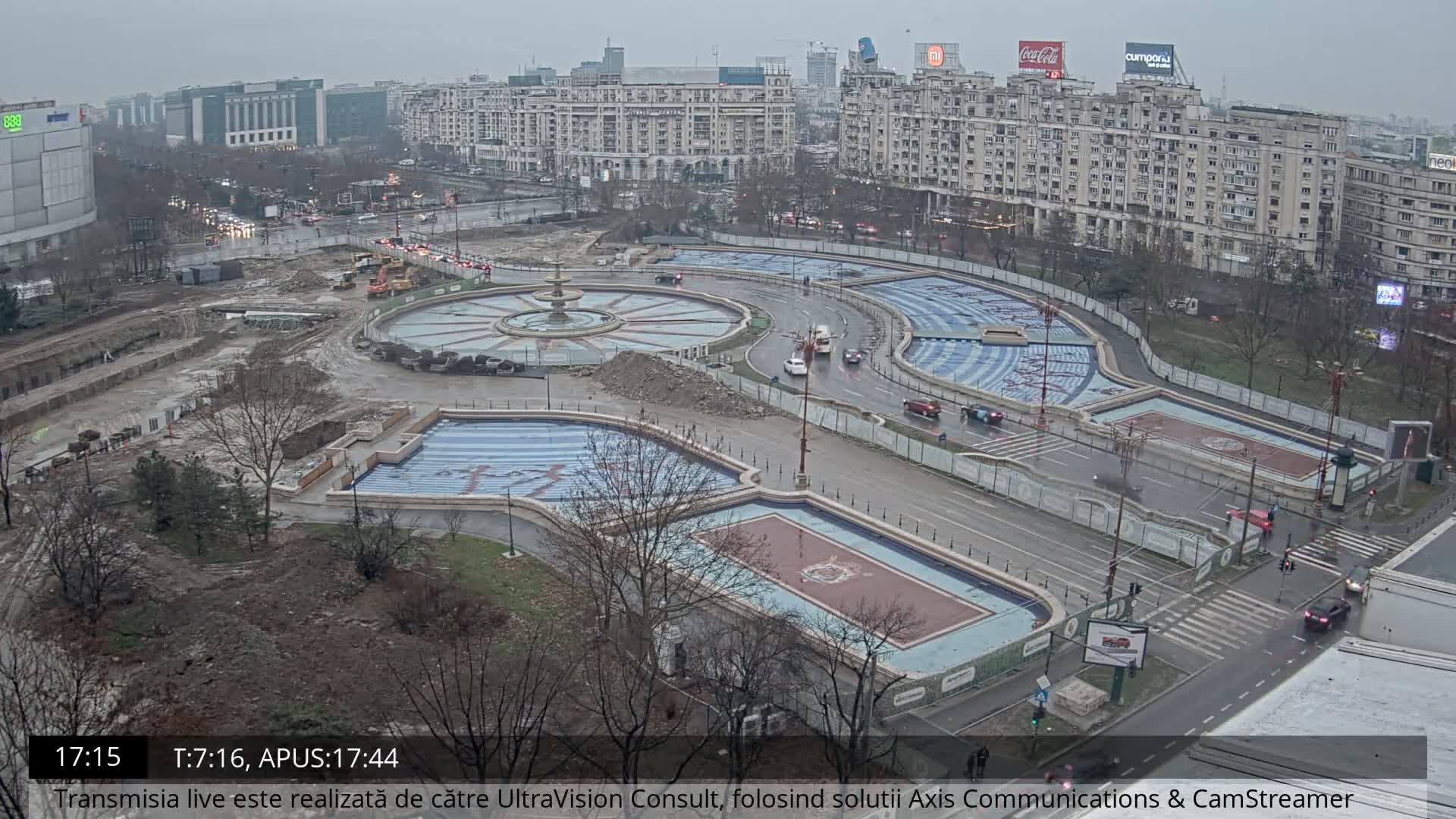 Bucharest from Piata Unirii Union Square Skyline Live Cam - Unirii, Sector 3, Bucharest, Romania