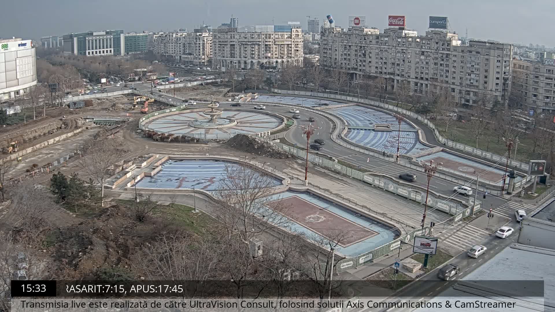 Bucharest from Piata Unirii Union Square Skyline Live Cam - Unirii, Sector 3, Bucharest, Romania