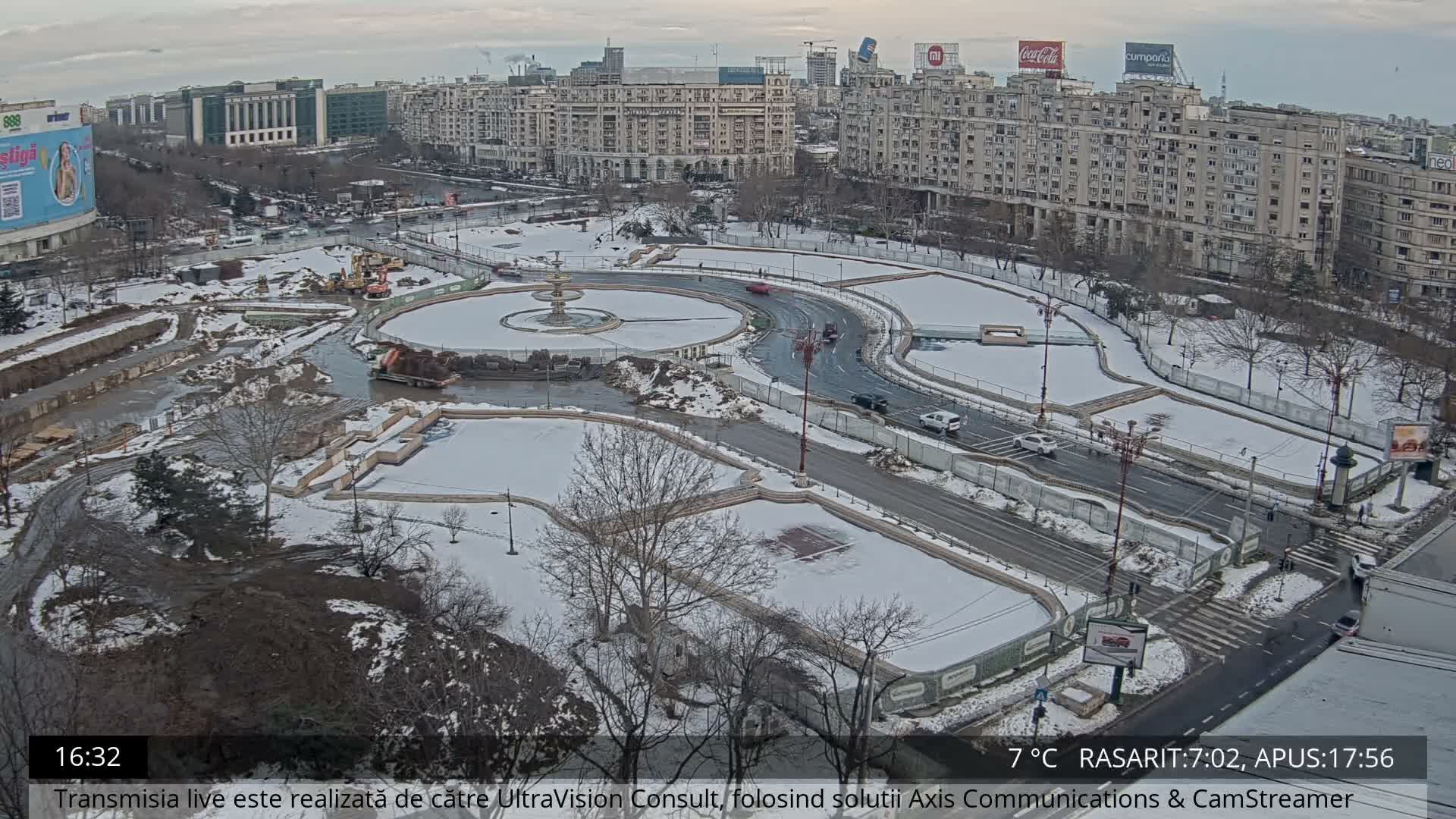 Bucharest from Piata Unirii Union Square Skyline Live Cam - Unirii, Sector 3, Bucharest, Romania