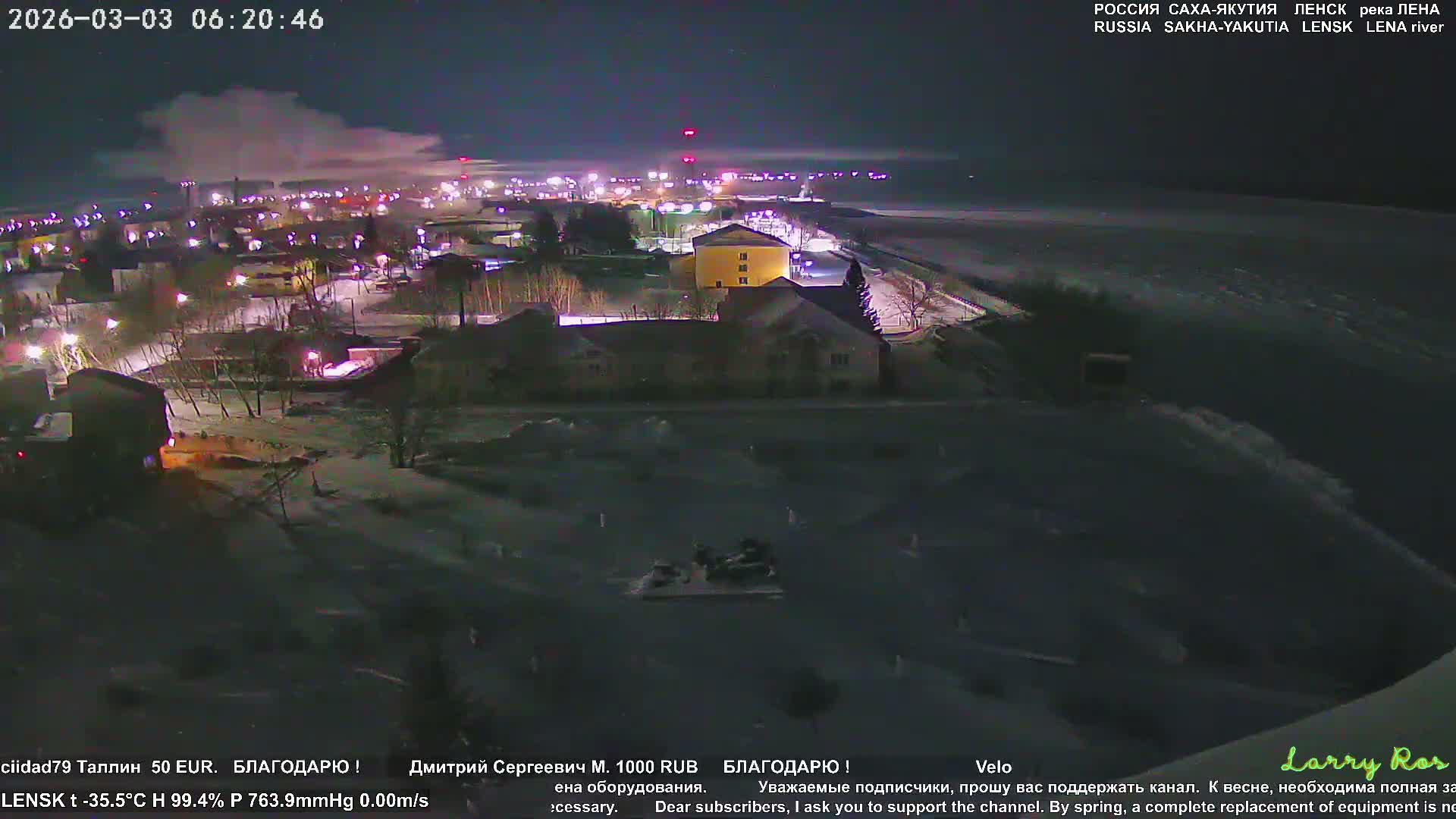 Lensk, Lena River & Pamyatnik Troyka (Monumet Troika) Skyline Live Cam - Lensk, Lensky, Sakha, Far Eastern (Dal'nevostochnyy), Russia