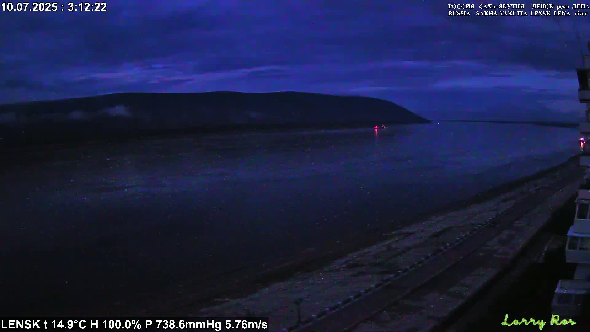 Lensk,  Lena River (Reka Lena) towards South & River South Forest Live Cam - Lensk, Lensky, Sakha, Far Eastern (Dal'nevostochnyy), Russia