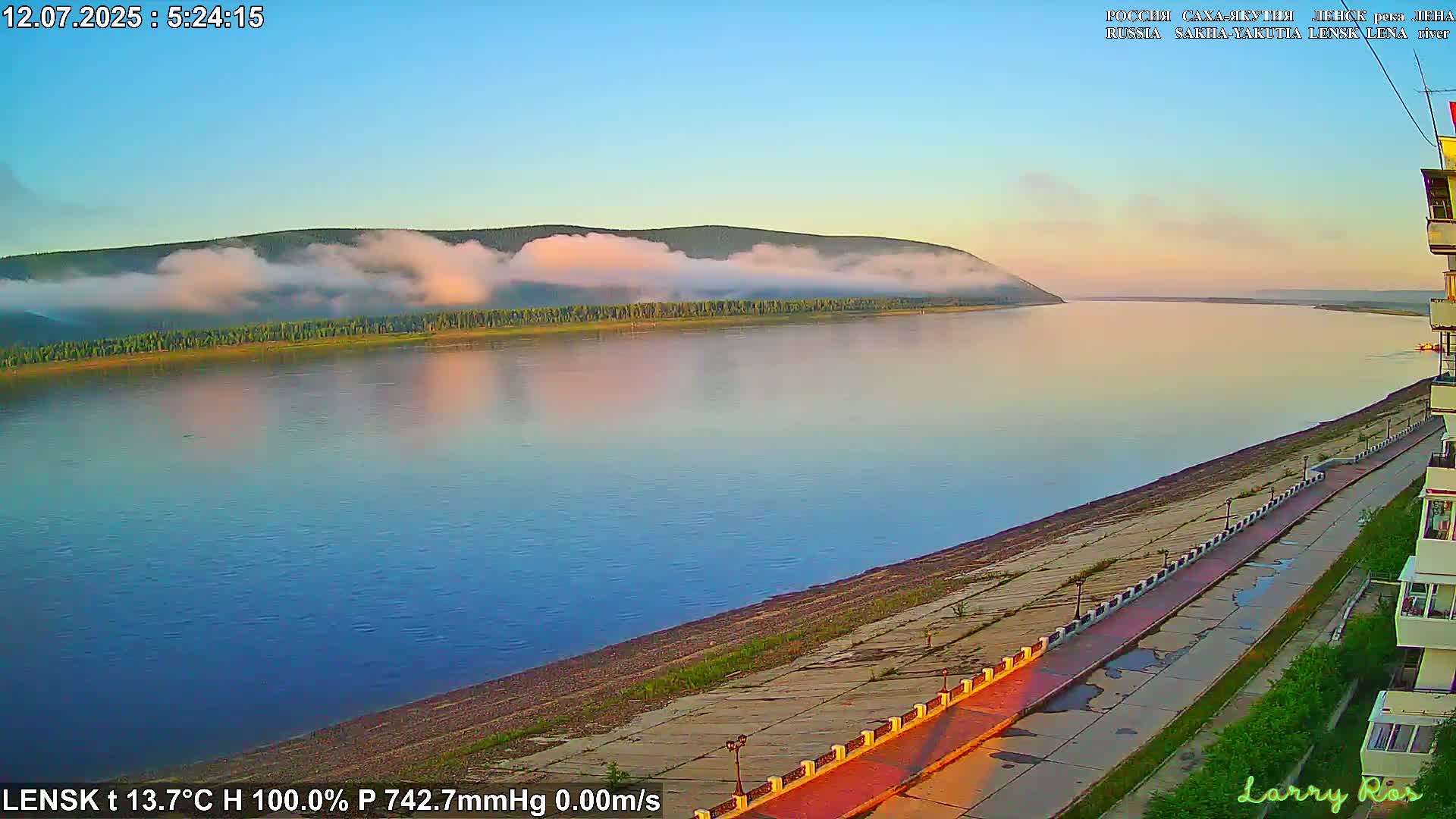 Lensk,  Lena River (Reka Lena) towards South & River South Forest Live Cam - Lensk, Lensky, Sakha, Far Eastern (Dal'nevostochnyy), Russia