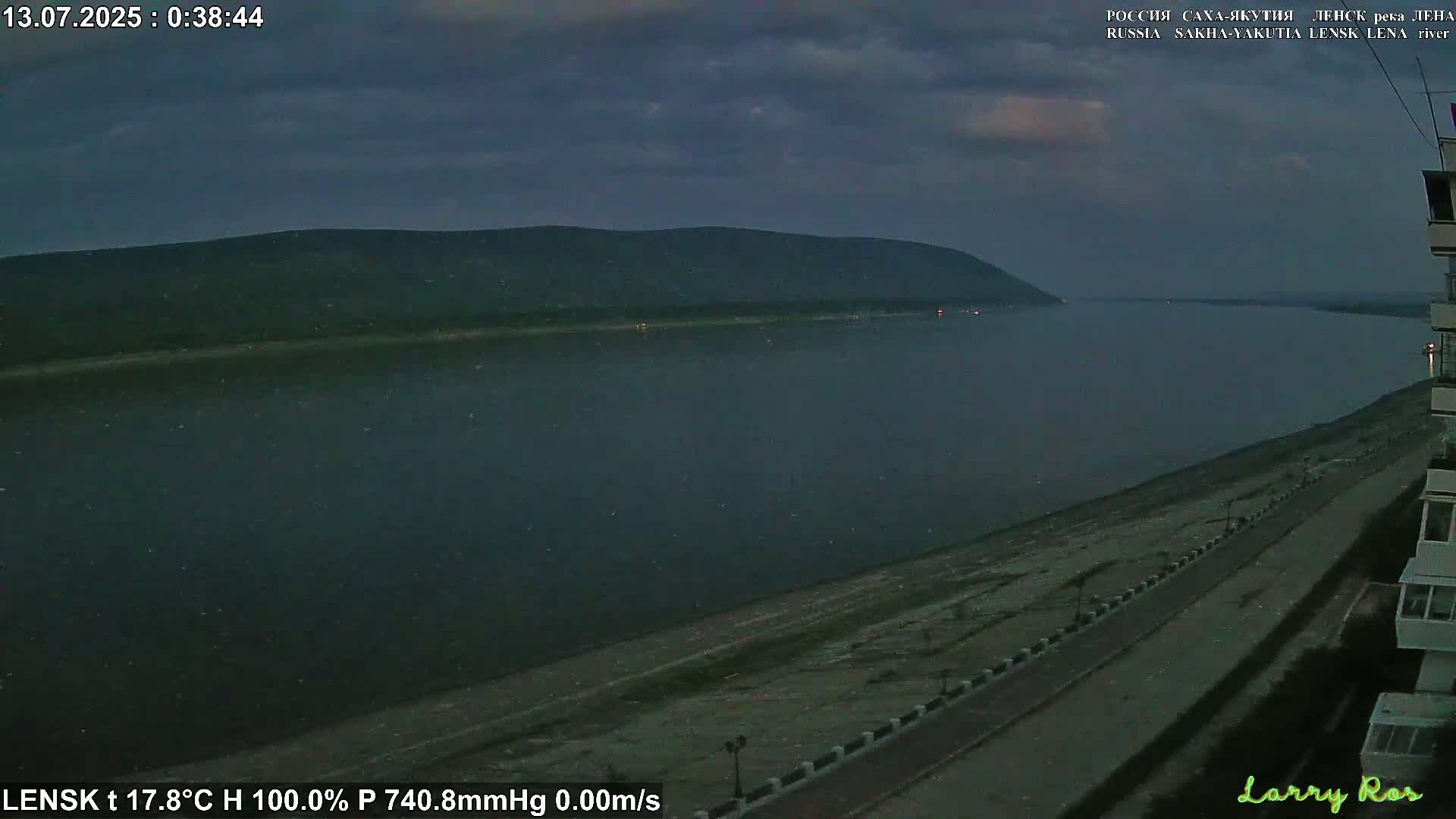 Lensk,  Lena River (Reka Lena) towards South & River South Forest Live Cam - Lensk, Lensky, Sakha, Far Eastern (Dal'nevostochnyy), Russia