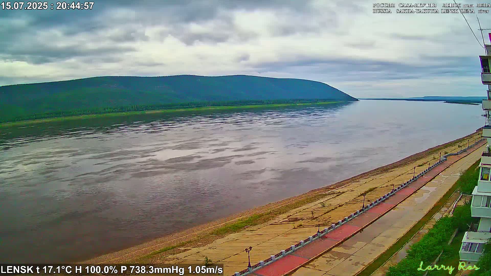 Lensk,  Lena River (Reka Lena) towards South & River South Forest Live Cam - Lensk, Lensky, Sakha, Far Eastern (Dal'nevostochnyy), Russia