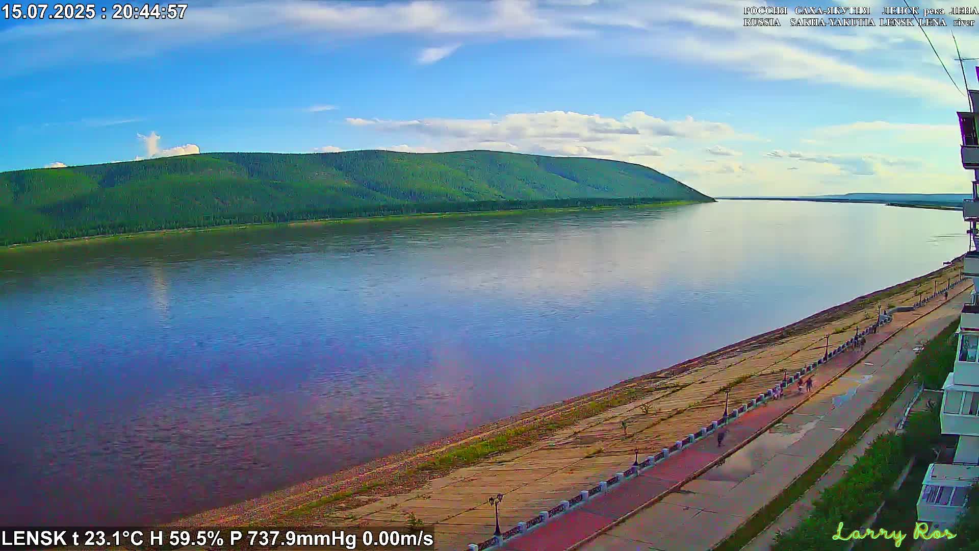 Lensk,  Lena River (Reka Lena) towards South & River South Forest Live Cam - Lensk, Lensky, Sakha, Far Eastern (Dal'nevostochnyy), Russia