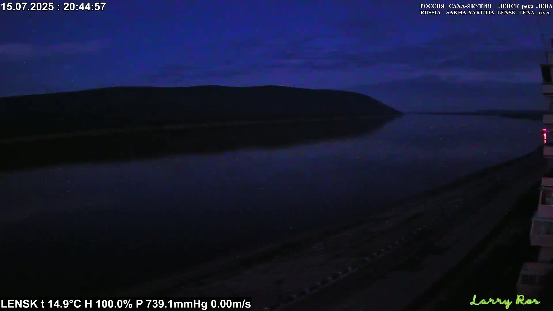 Lensk,  Lena River (Reka Lena) towards South & River South Forest Live Cam - Lensk, Lensky, Sakha, Far Eastern (Dal'nevostochnyy), Russia