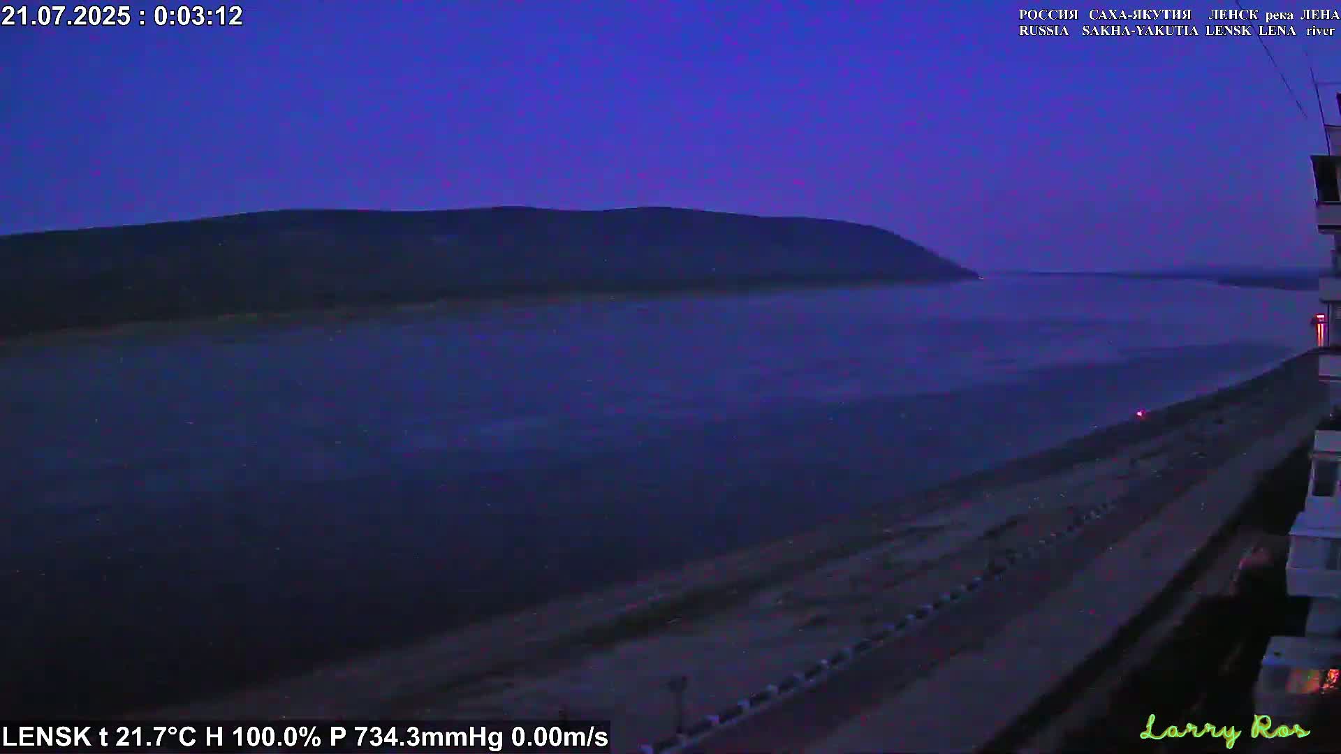 Lensk,  Lena River (Reka Lena) towards South & River South Forest Live Cam - Lensk, Lensky, Sakha, Far Eastern (Dal'nevostochnyy), Russia