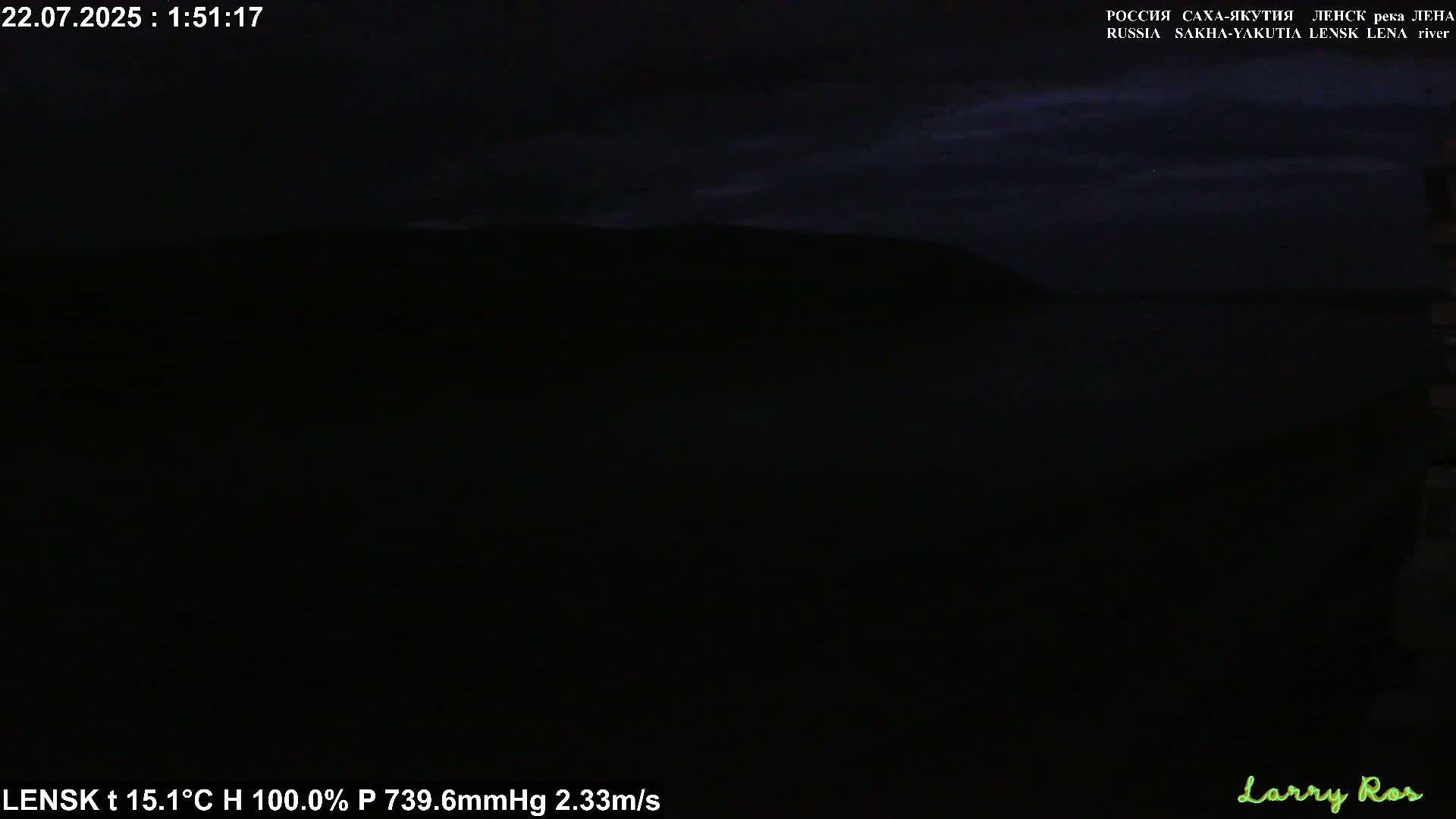 Lensk,  Lena River (Reka Lena) towards South & River South Forest Live Cam - Lensk, Lensky, Sakha, Far Eastern (Dal'nevostochnyy), Russia