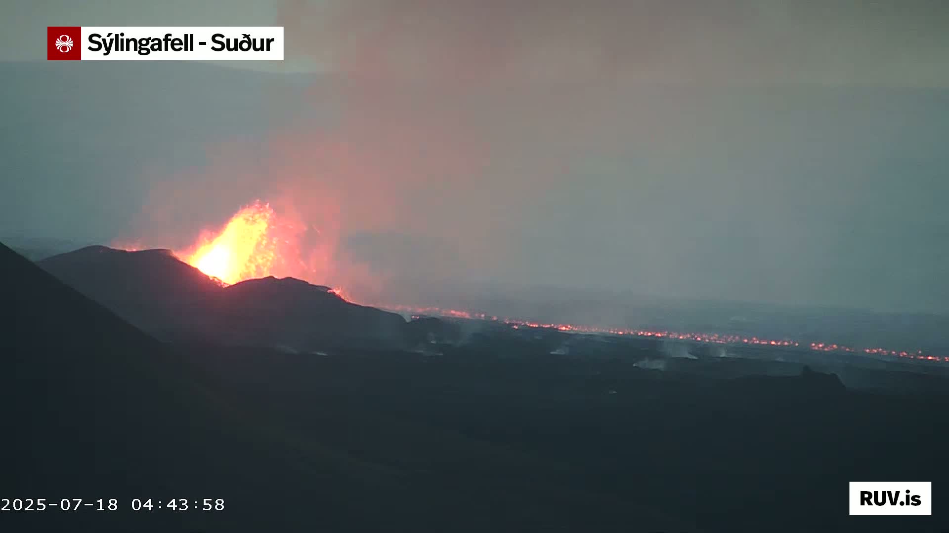 Sýlingarfell Tuya Volcano towards South & Grindavik City Silhouette PTZ Live Cam - Grindavik, Grindavikurbaer (Grindavíkurbær), Southern Peninsula (Suðurnes), Iceland