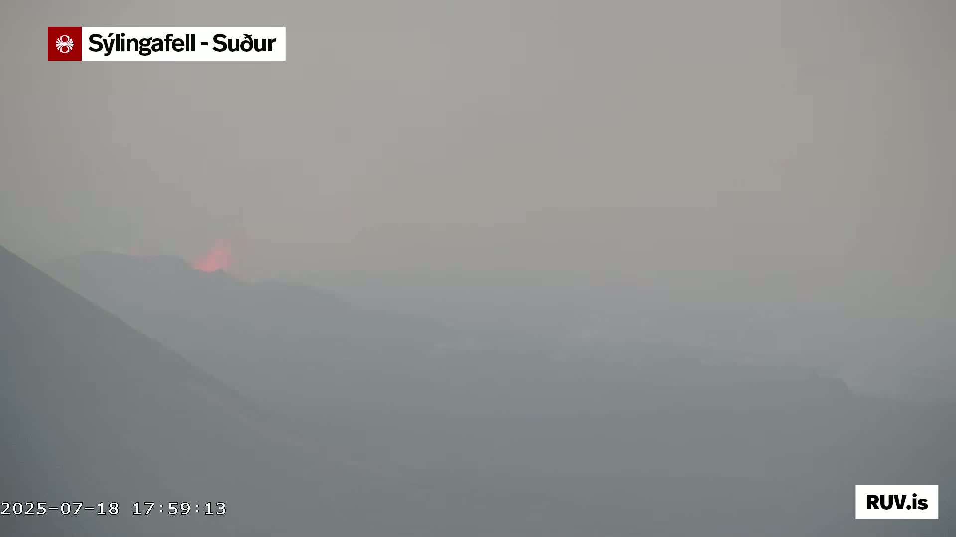 Sýlingarfell Tuya Volcano towards South & Grindavik City Silhouette PTZ Live Cam - Grindavik, Grindavikurbaer (Grindavíkurbær), Southern Peninsula (Suðurnes), Iceland