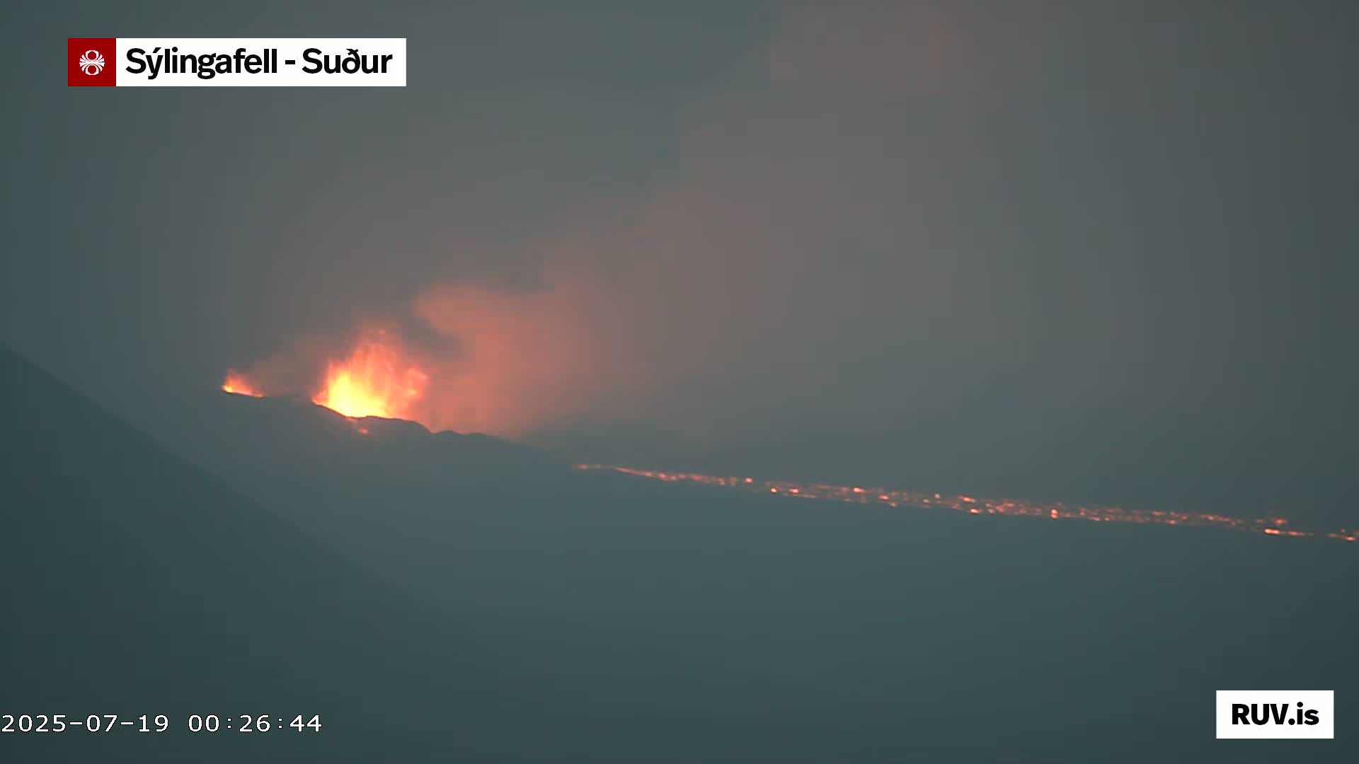 Sýlingarfell Tuya Volcano towards South & Grindavik City Silhouette PTZ Live Cam - Grindavik, Grindavikurbaer (Grindavíkurbær), Southern Peninsula (Suðurnes), Iceland