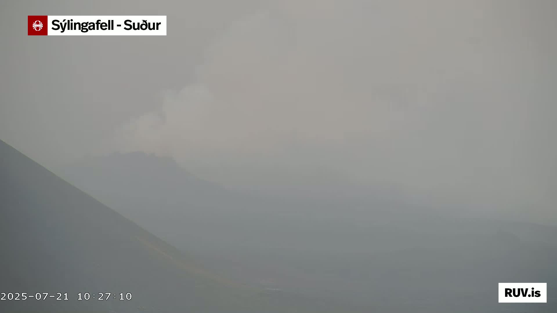 Sýlingarfell Tuya Volcano towards South & Grindavik City Silhouette PTZ Live Cam - Grindavik, Grindavikurbaer (Grindavíkurbær), Southern Peninsula (Suðurnes), Iceland