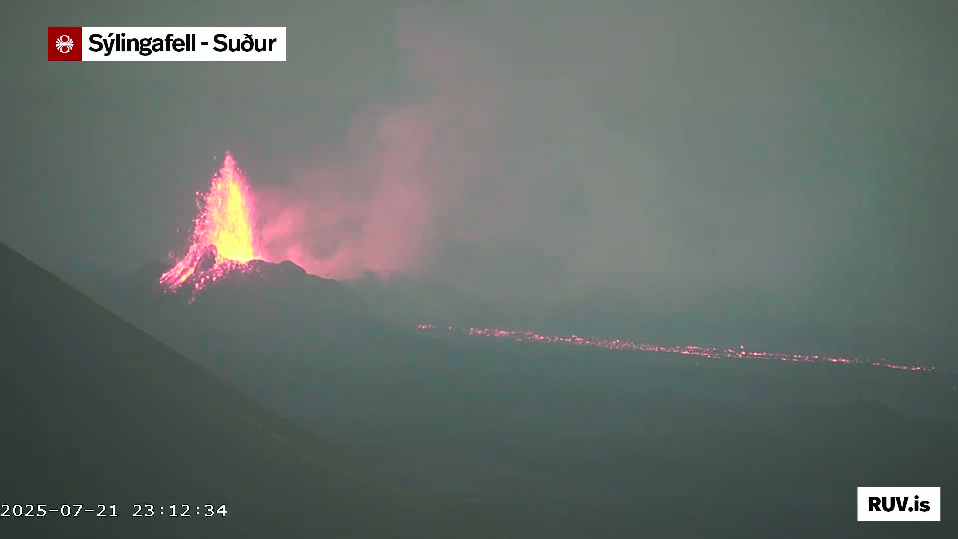 Sýlingarfell Tuya Volcano towards South & Grindavik City Silhouette PTZ Live Cam - Grindavik, Grindavikurbaer (Grindavíkurbær), Southern Peninsula (Suðurnes), Iceland