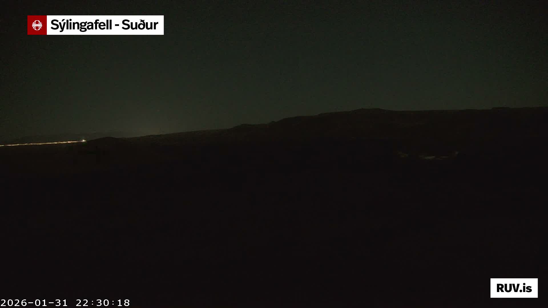 Sýlingarfell Tuya Volcano towards South & Grindavik City Silhouette PTZ Live Cam - Grindavik, Grindavikurbaer (Grindavíkurbær), Southern Peninsula (Suðurnes), Iceland