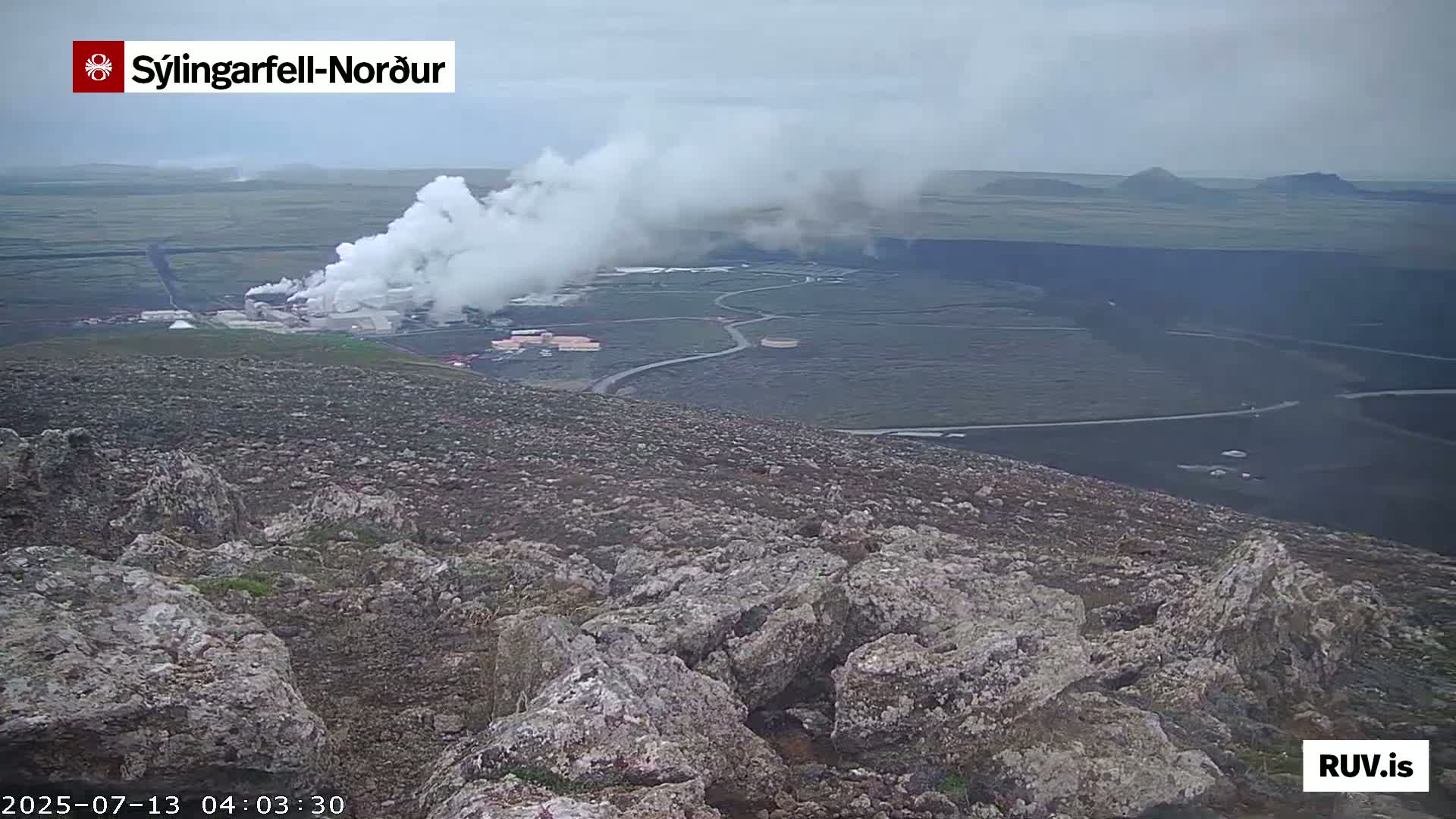 Sýlingarfell Tuya Volcano towards North PTZ Live Cam - Grindavik, Grindavikurbaer (Grindavíkurbær), Southern Peninsula (Suðurnes), Iceland