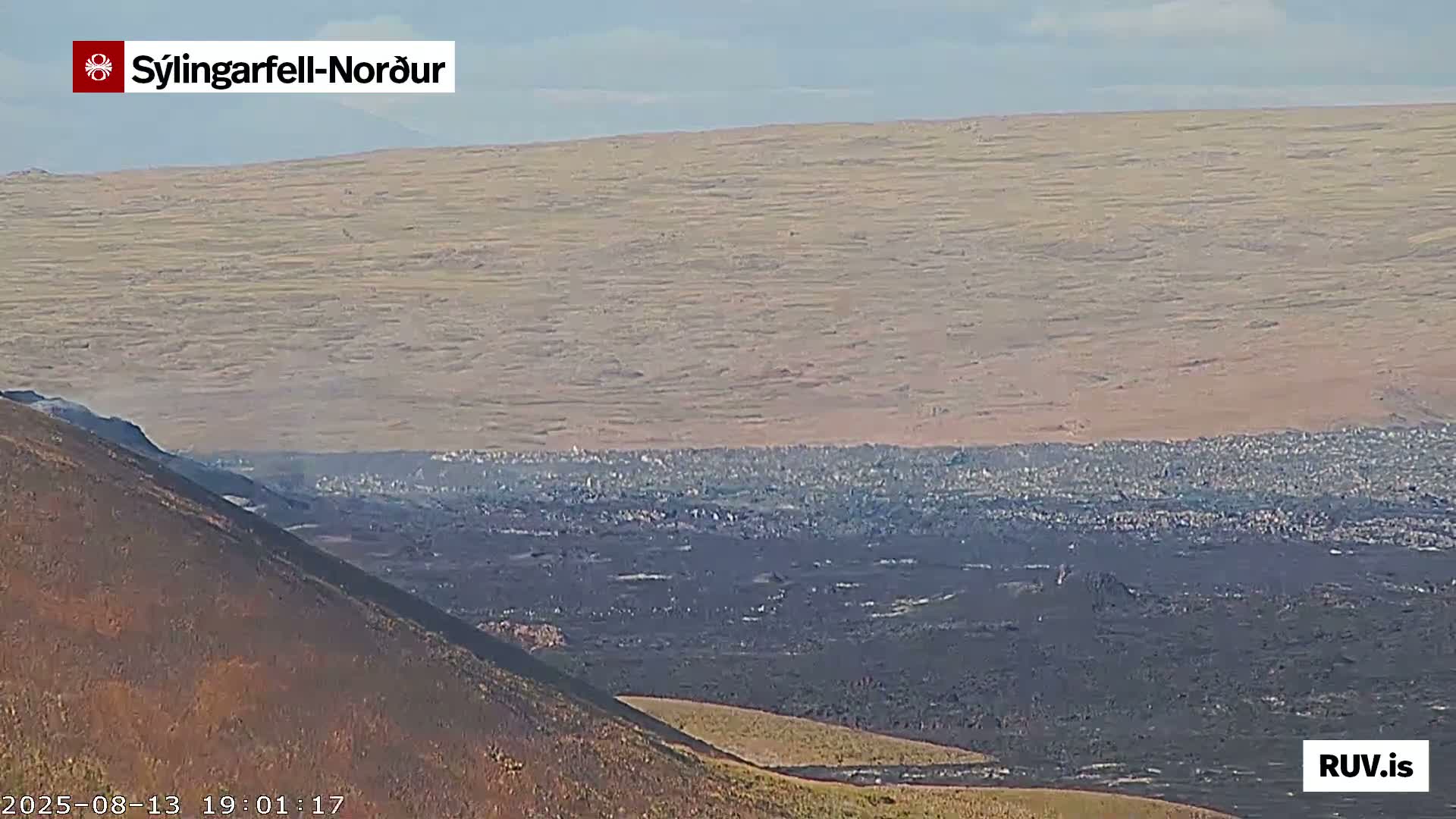 Sýlingarfell Tuya Volcano towards North PTZ Live Cam - Grindavik, Grindavikurbaer (Grindavíkurbær), Southern Peninsula (Suðurnes), Iceland