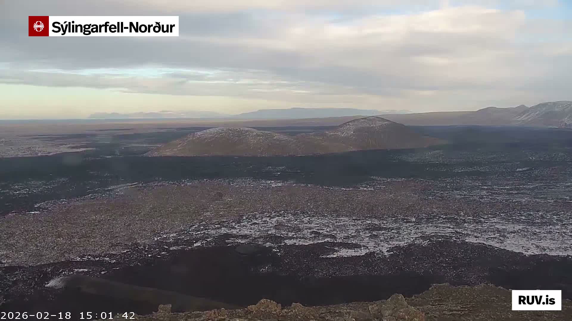 Sýlingarfell Tuya Volcano towards North PTZ Live Cam - Grindavik, Grindavikurbaer (Grindavíkurbær), Southern Peninsula (Suðurnes), Iceland