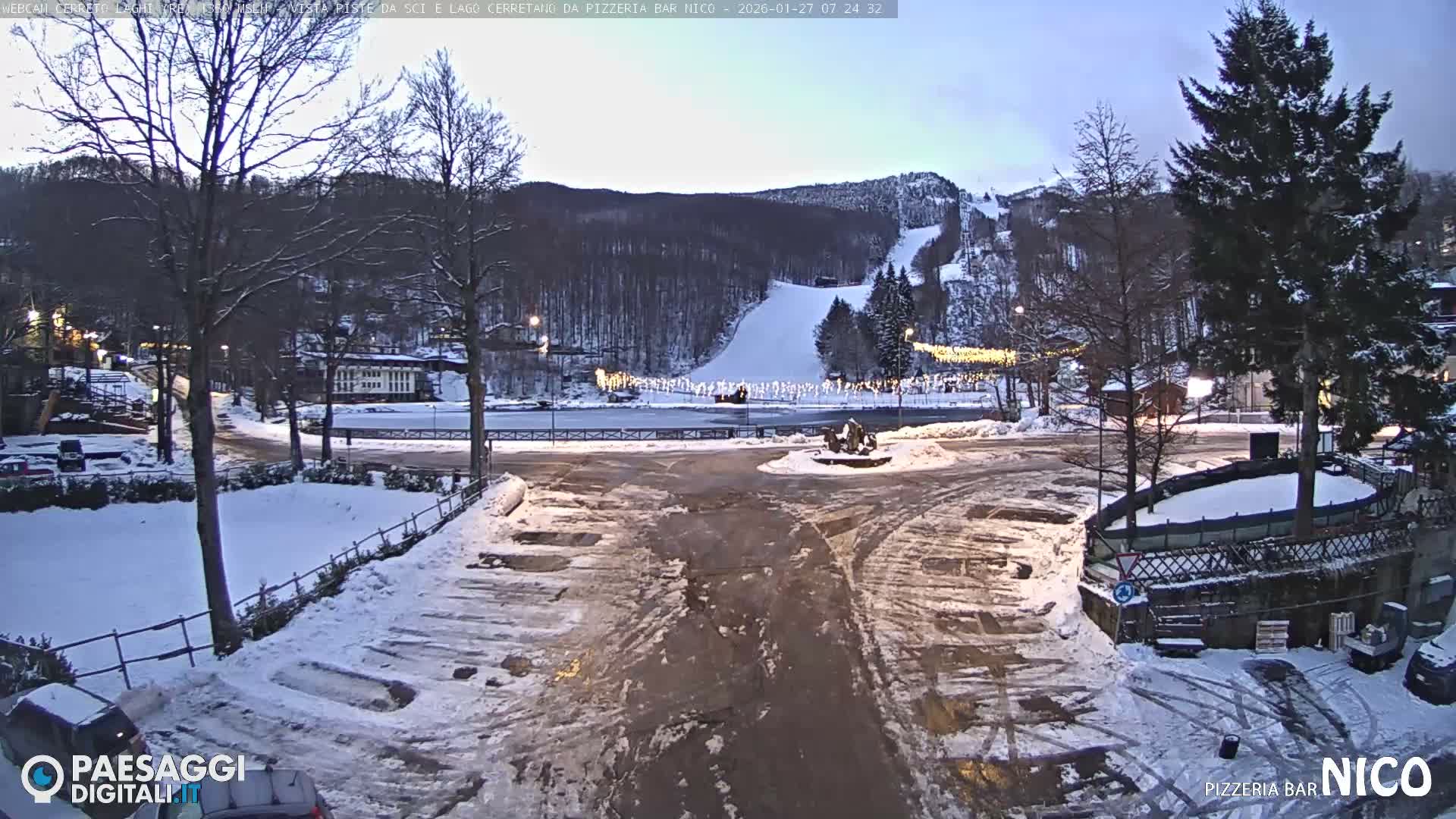 Cerreto Laghi Lake Ski Slopes & Lake's Square Live Cam  - Reggio Emilia, Emilia-Romagna, Italy