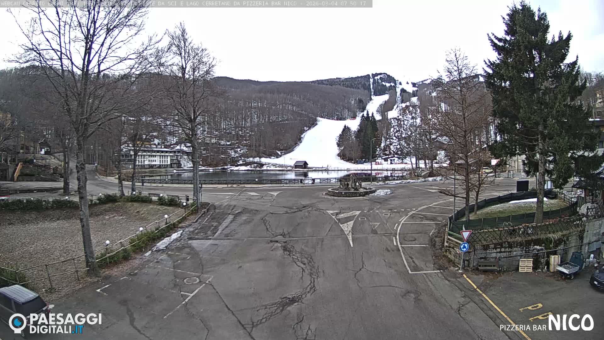 Cerreto Laghi Lake Ski Slopes & Lake's Square Live Cam  - Reggio Emilia, Emilia-Romagna, Italy