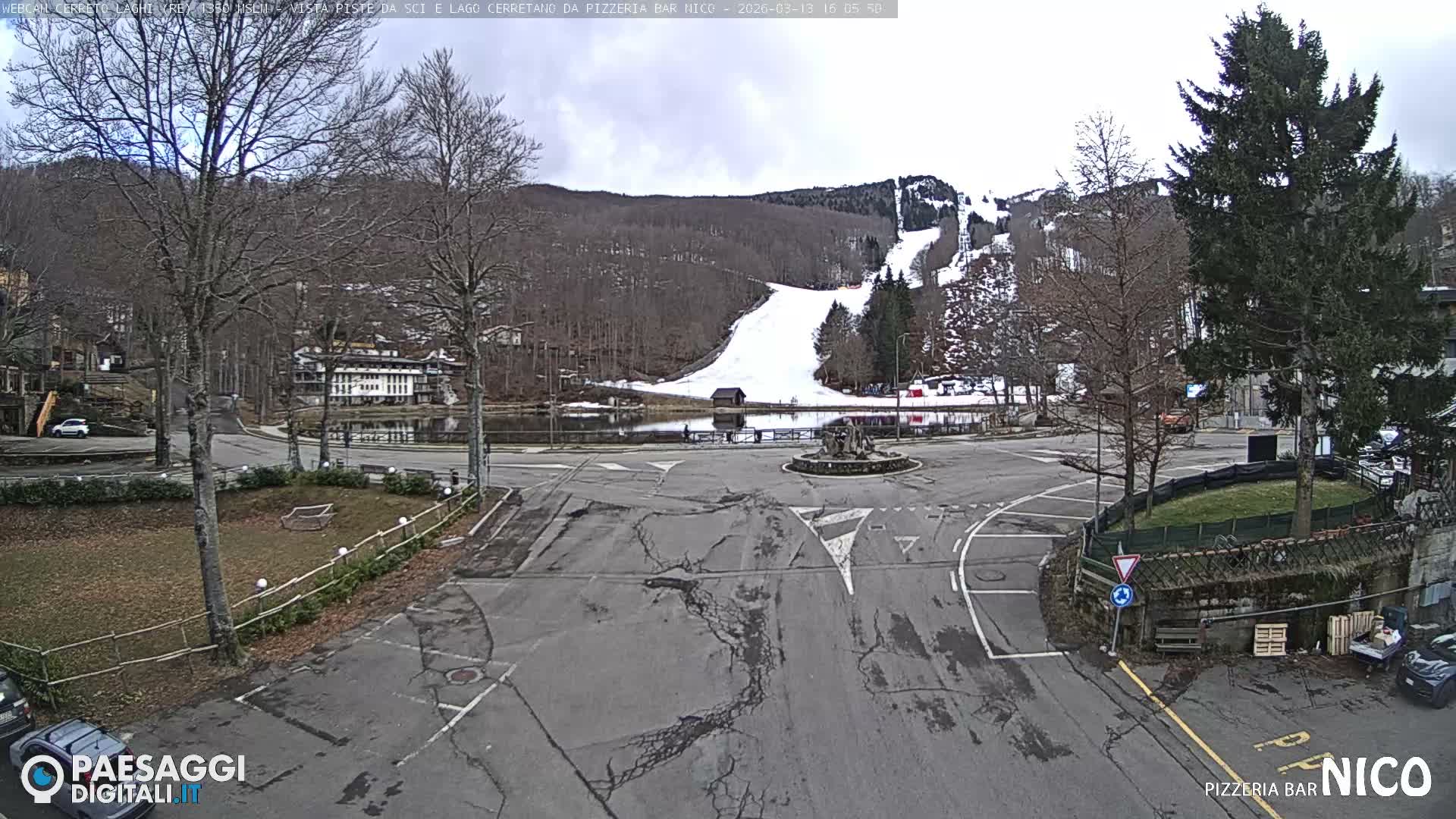 Cerreto Laghi Lake Ski Slopes & Lake's Square Live Cam  - Reggio Emilia, Emilia-Romagna, Italy