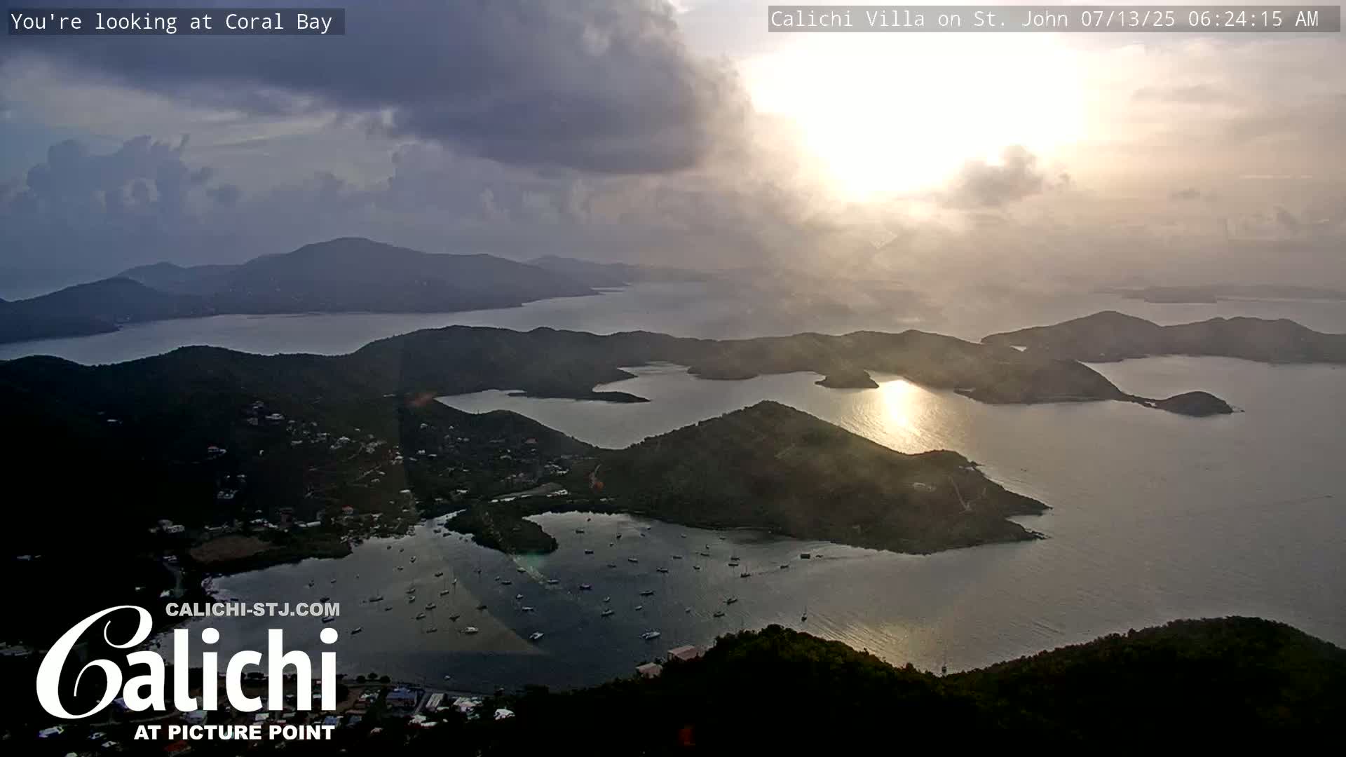 Coral Bay  St. John  & British Virgin Islands View from Calichi Picture Point Live Cam - Coral Bay, St. John,United States Virgin Islands, USA