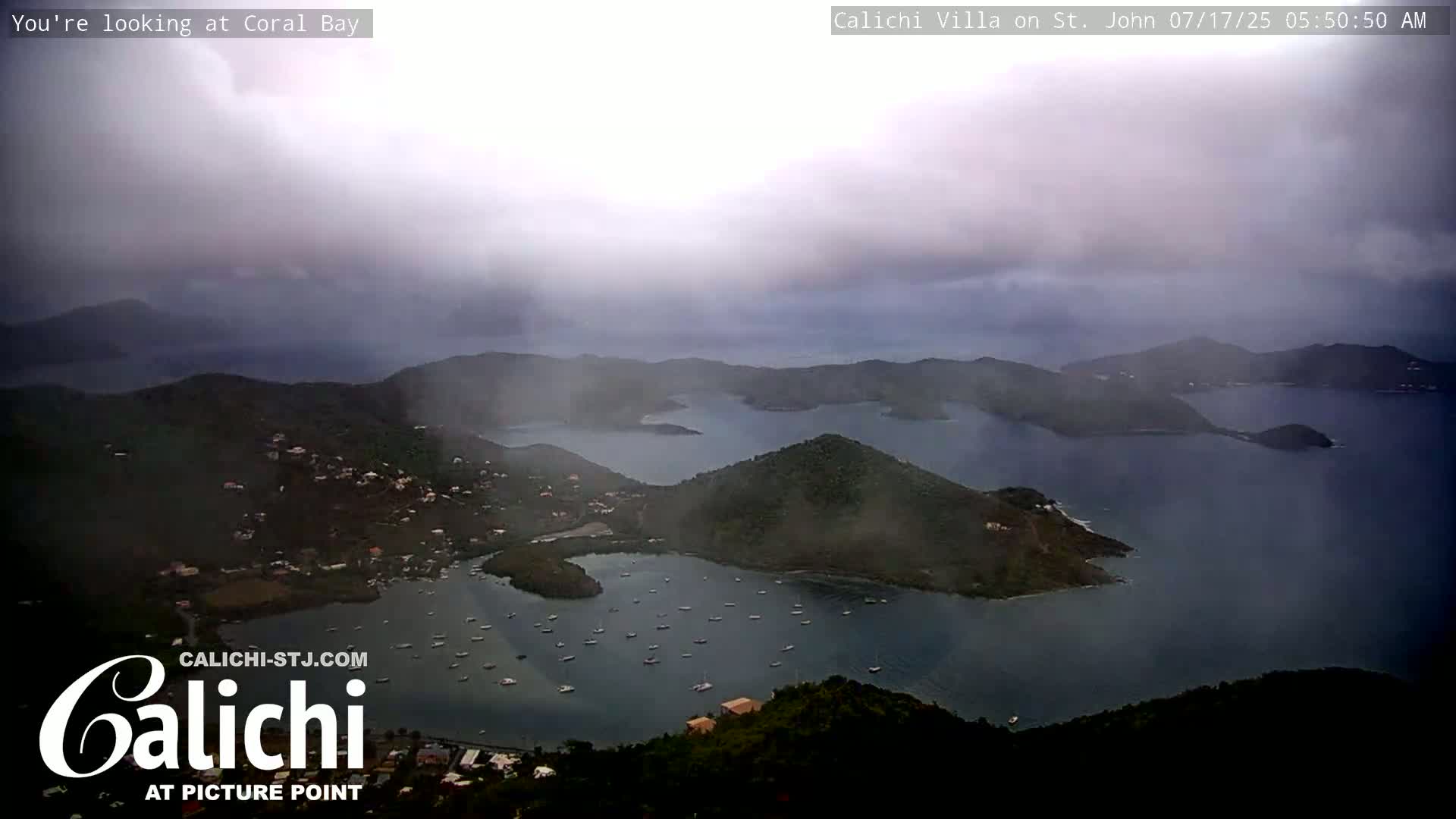 Coral Bay  St. John  & British Virgin Islands View from Calichi Picture Point Live Cam - Coral Bay, St. John,United States Virgin Islands, USA